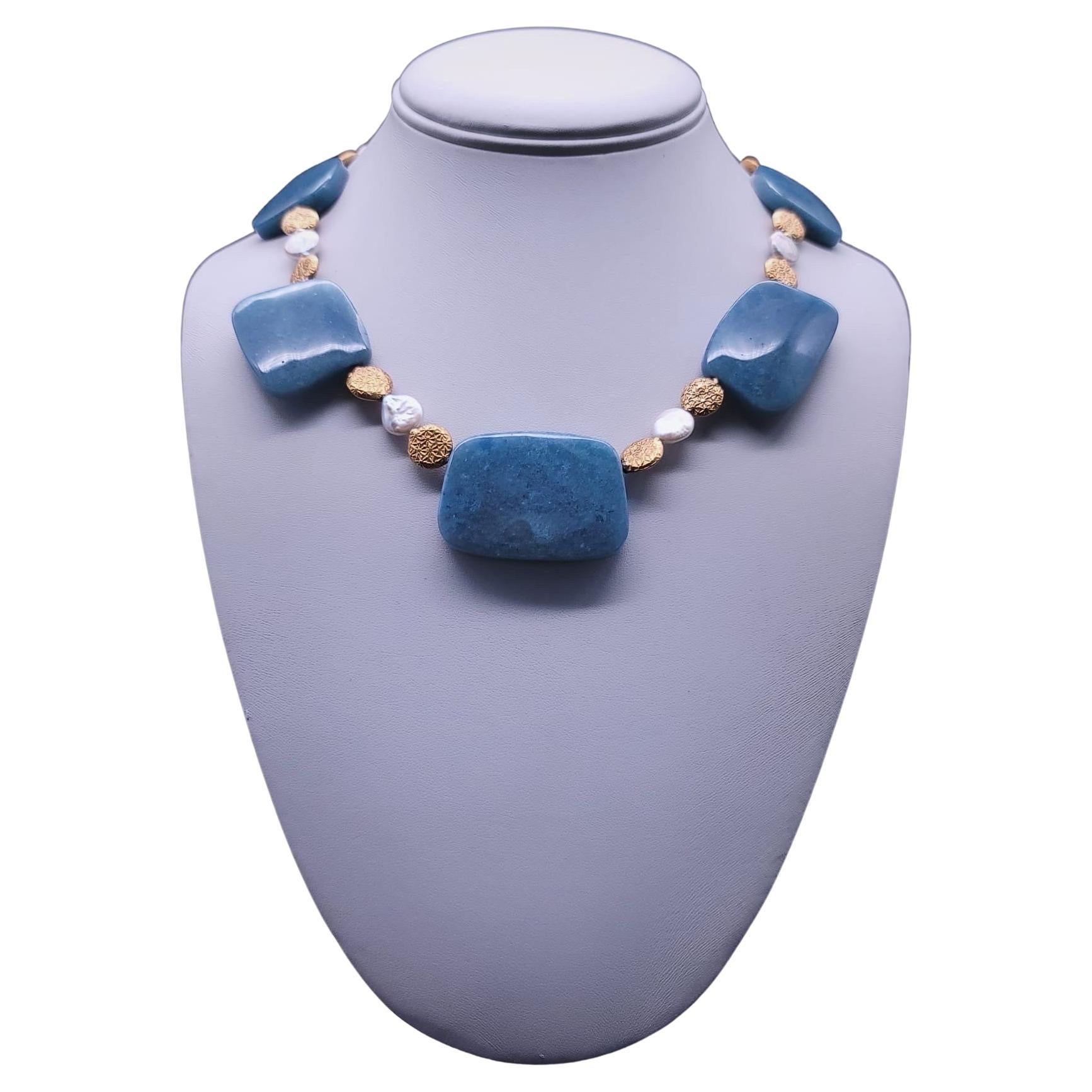 A.Jeschel Impresionante collar de placas de cuarzo azul