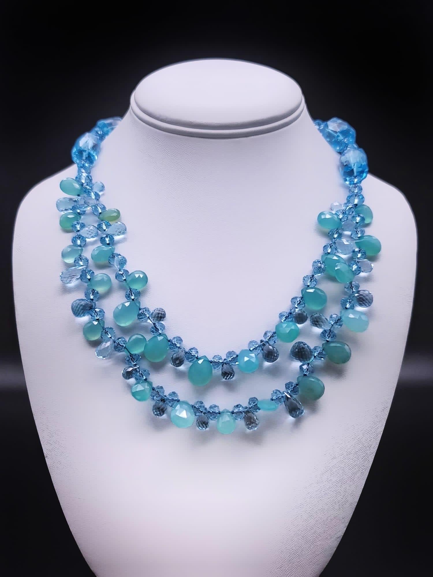 A.Jeschel Stunning Blue topaz necklace. For Sale 3