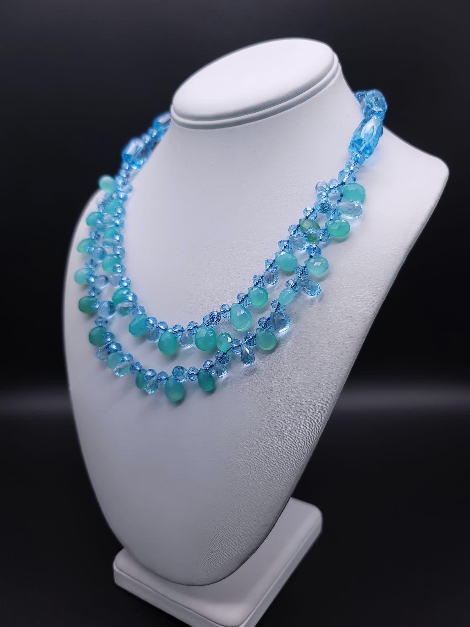 A.Jeschel Stunning Blue topaz necklace. For Sale 4