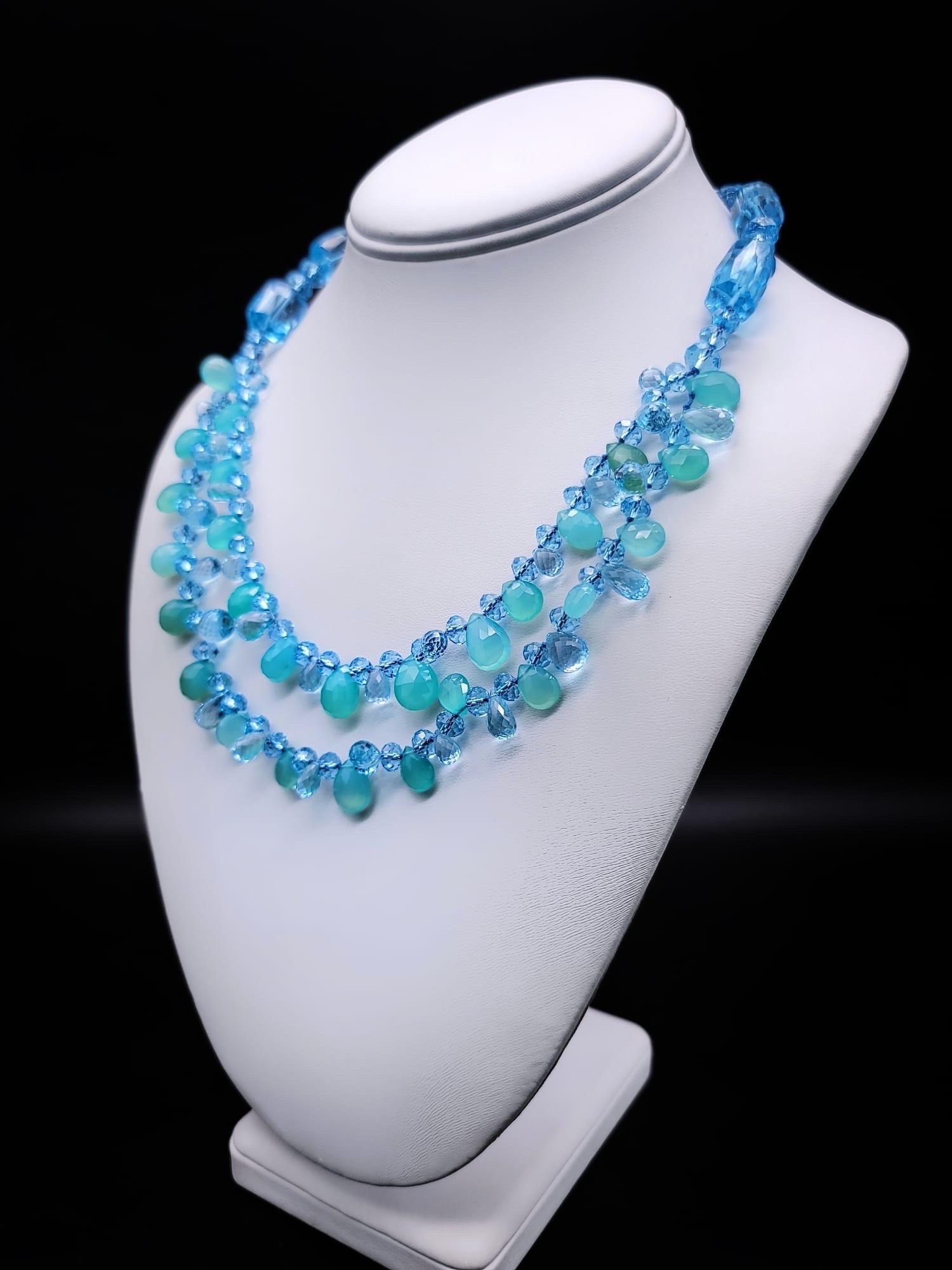 A.Jeschel Stunning Blue topaz necklace. For Sale 6