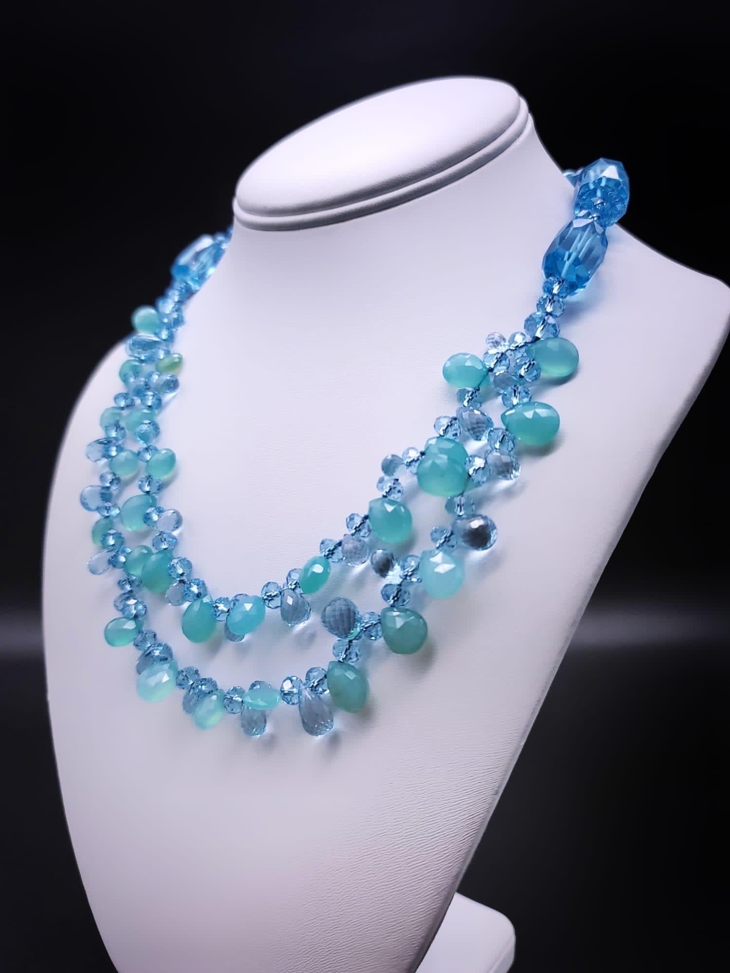 A.Jeschel Stunning Blue topaz necklace. For Sale 7