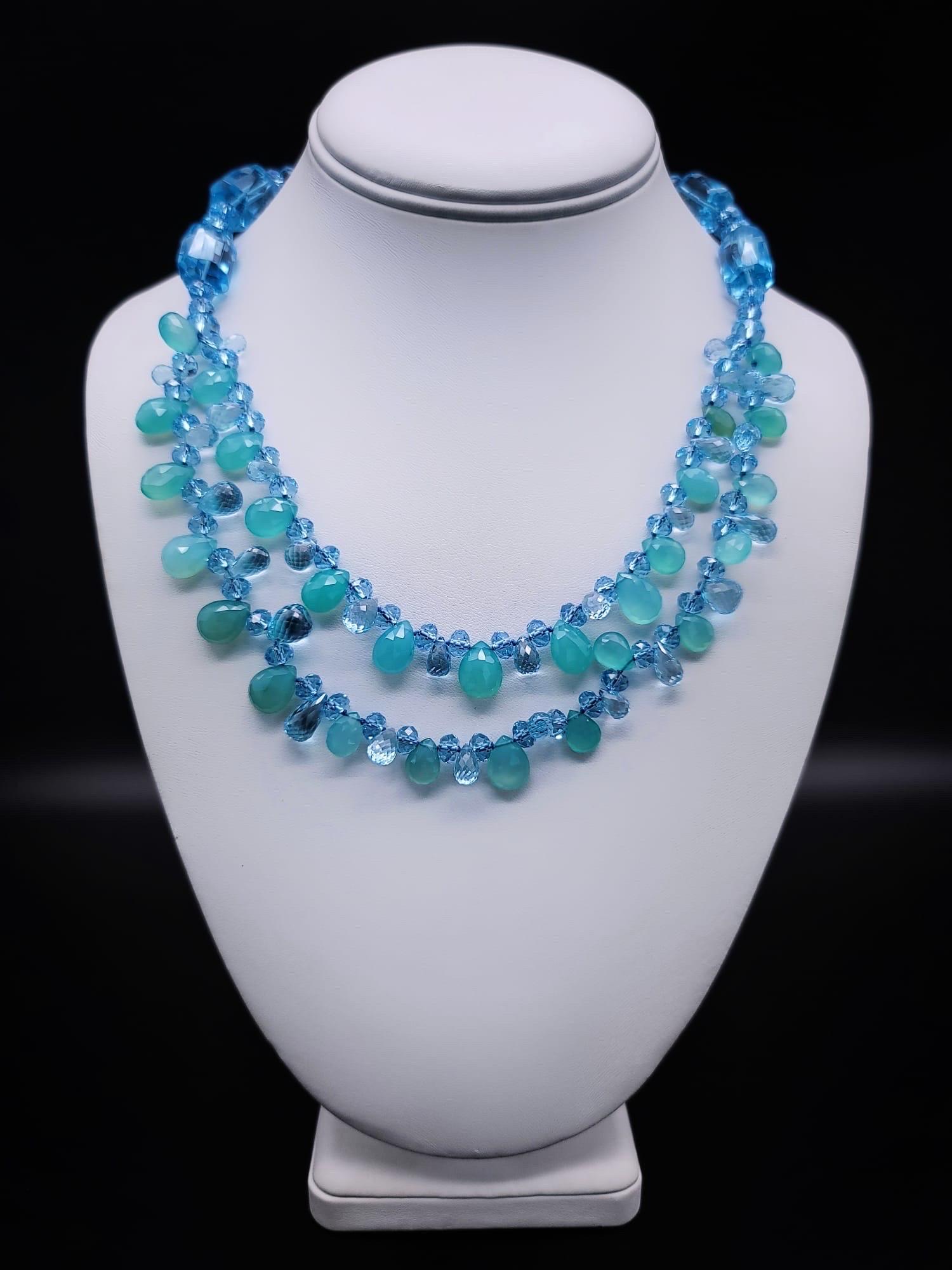 A.Jeschel Stunning Blue topaz necklace. For Sale 8