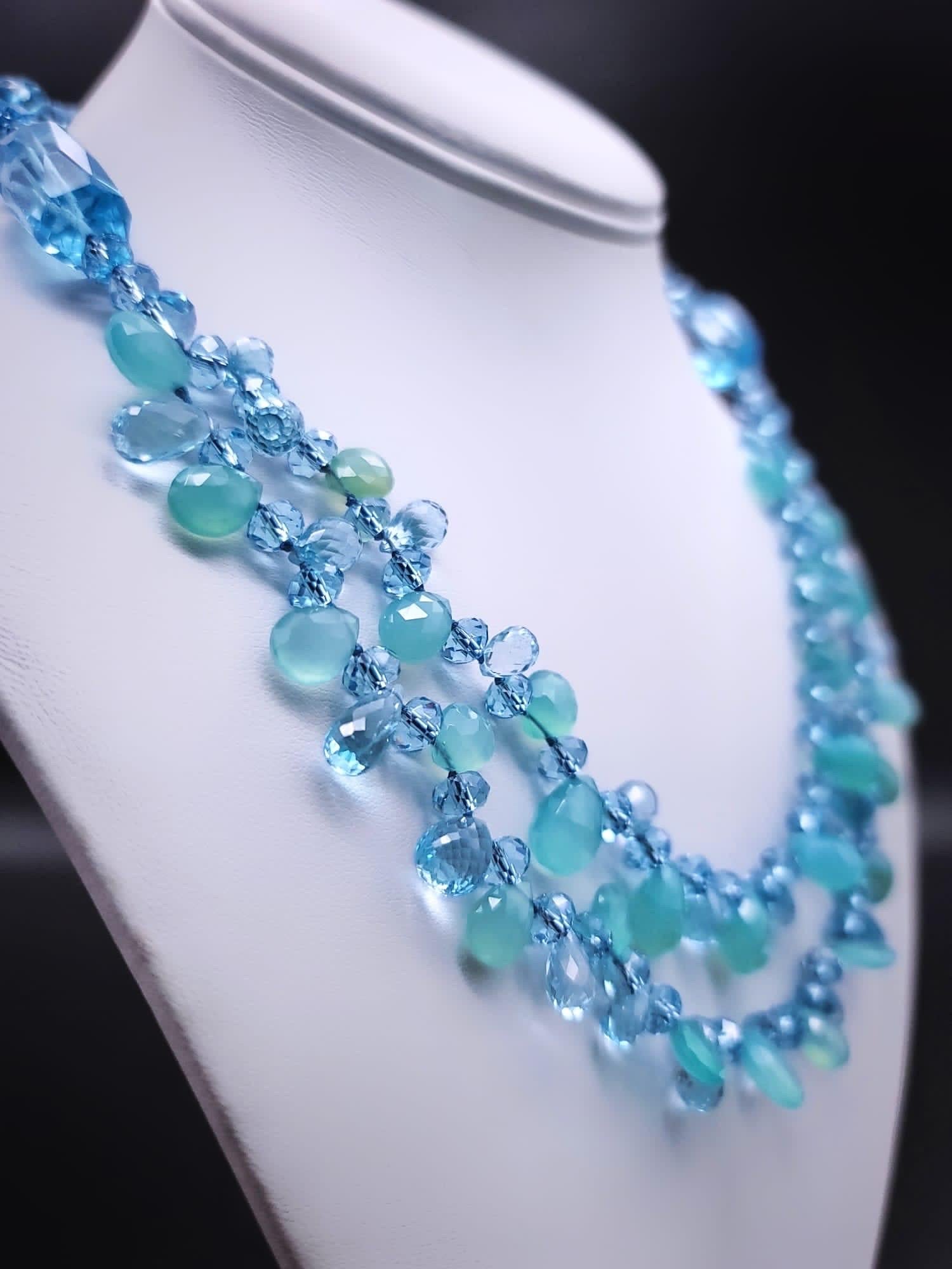 Contemporary A.Jeschel Stunning Blue topaz necklace. For Sale