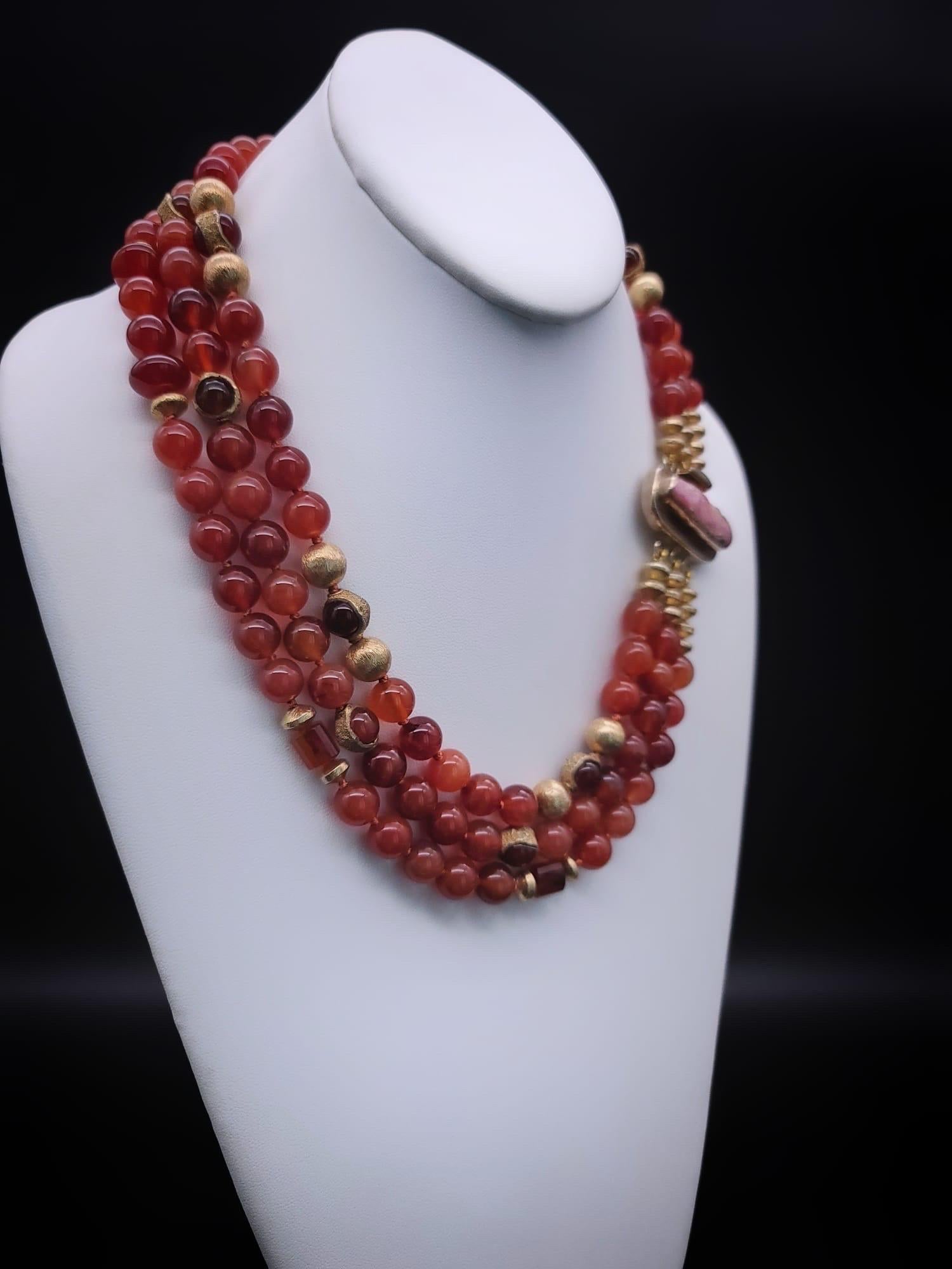A.Jeschel Stunning Carnelian necklace with a signature clasp. For Sale 7