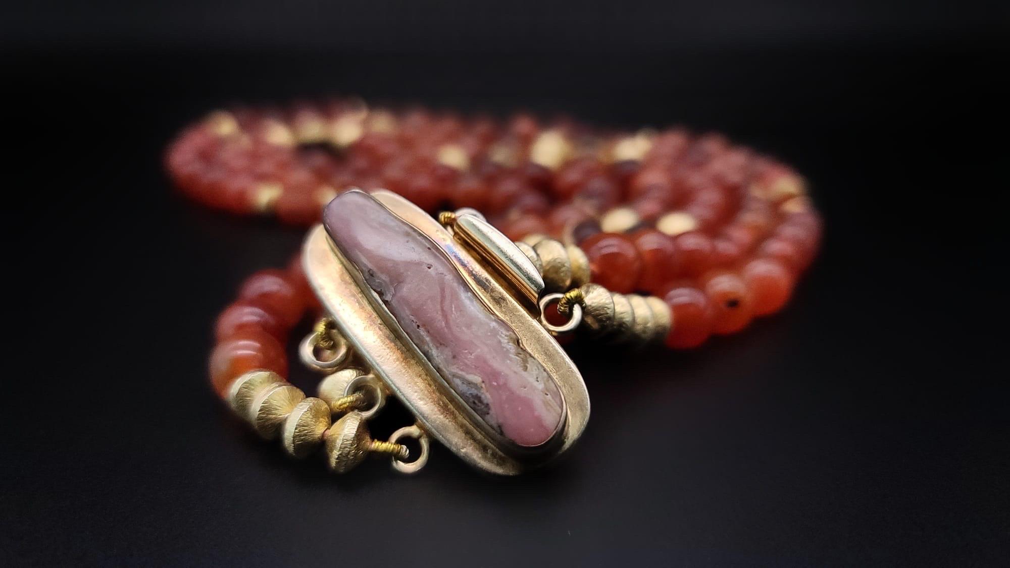 A.Jeschel Stunning Carnelian necklace with a signature clasp. For Sale 9