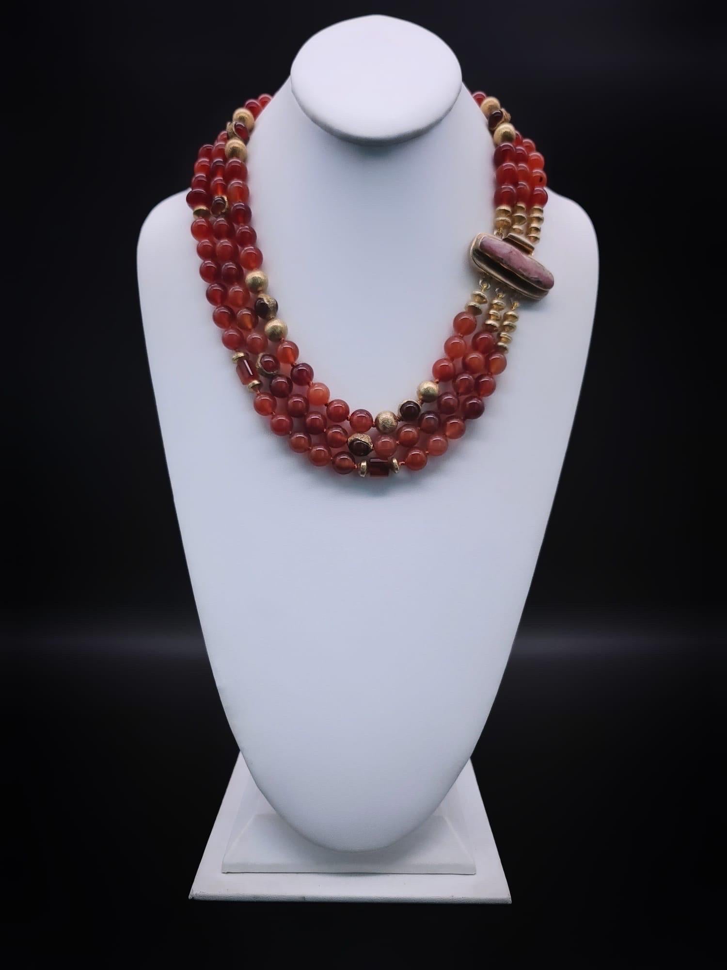 A.Jeschel Stunning Carnelian necklace with a signature clasp. For Sale 10