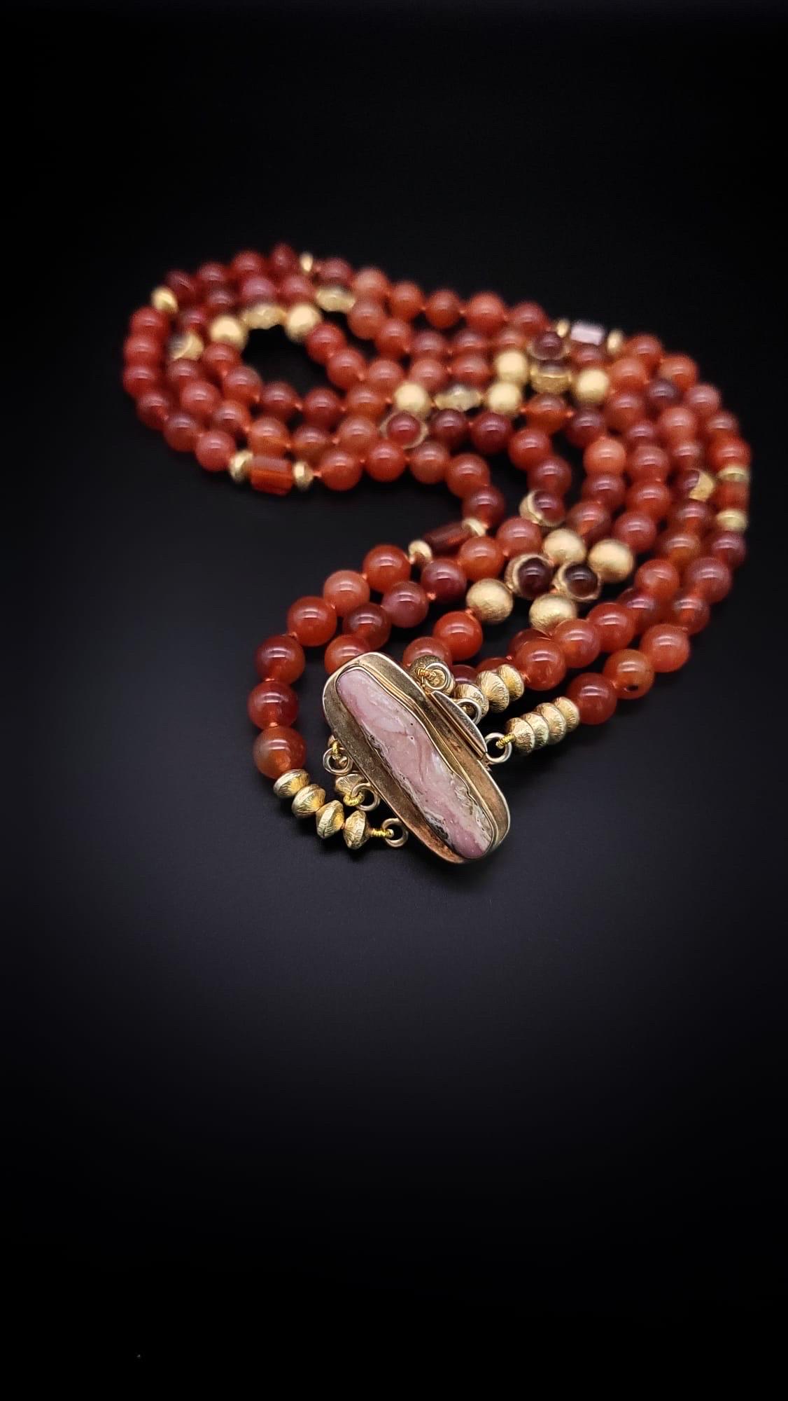 A.Jeschel Stunning Carnelian necklace with a signature clasp. For Sale 12