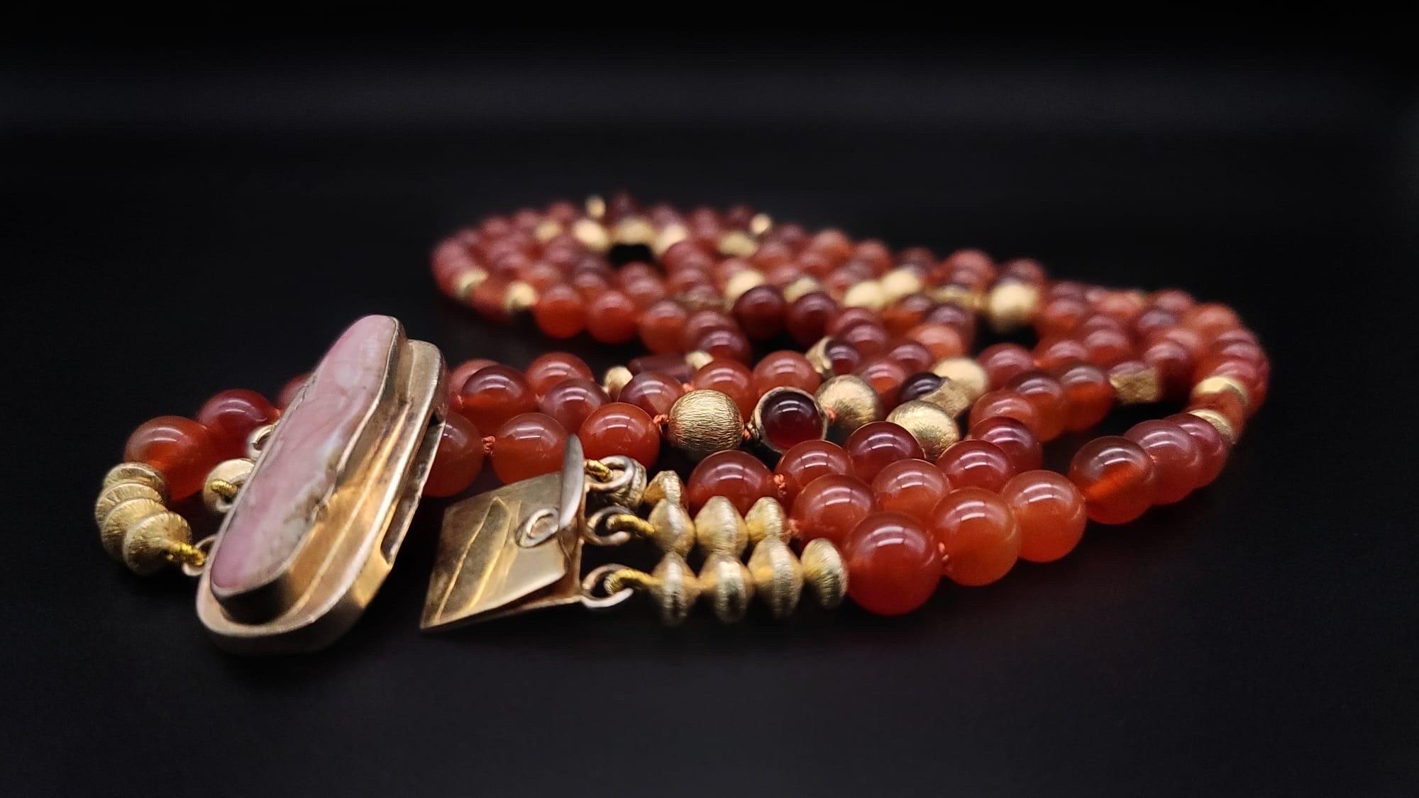 A.Jeschel Stunning Carnelian necklace with a signature clasp. For Sale 14
