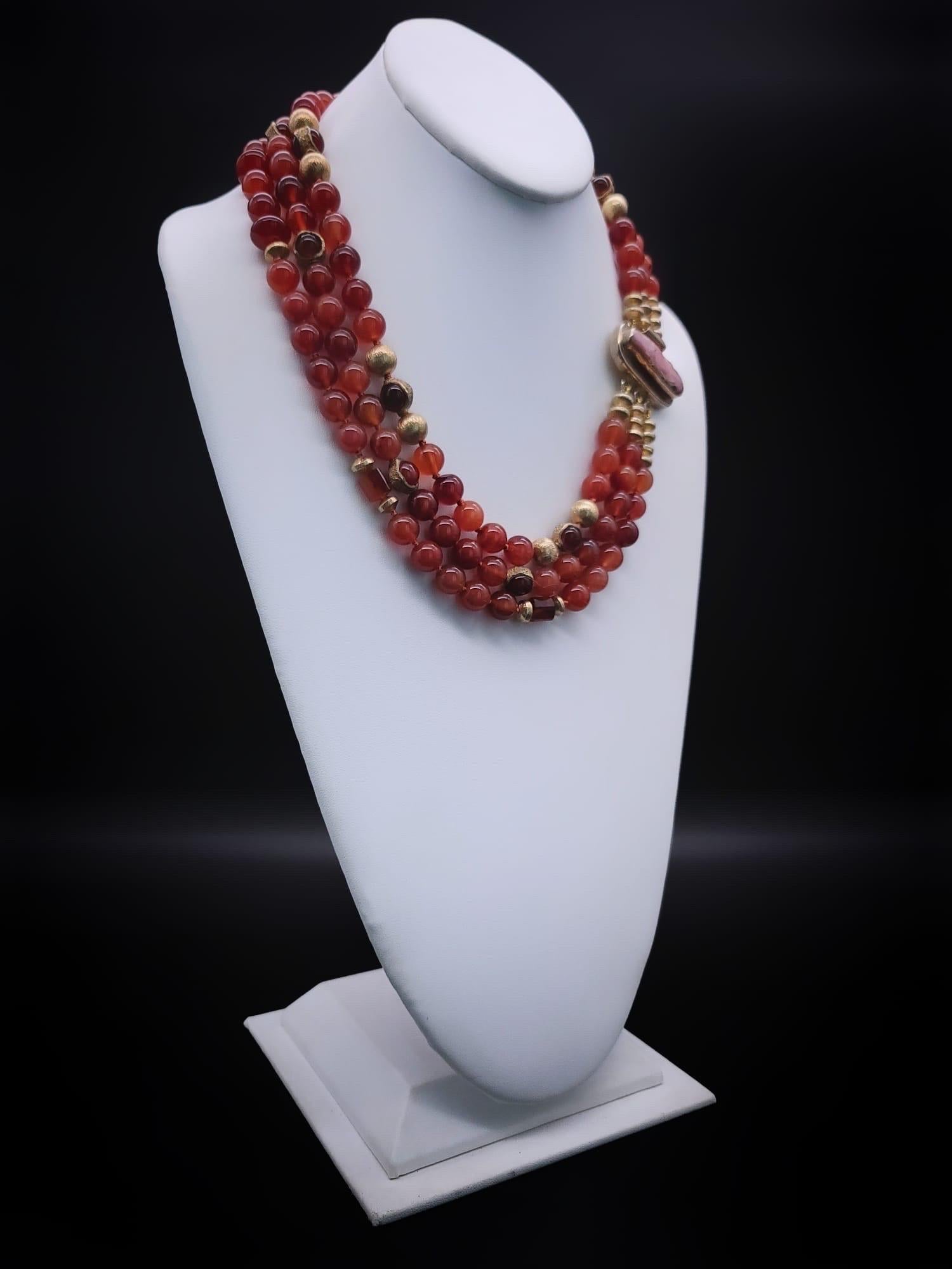 A.Jeschel Stunning Carnelian necklace with a signature clasp. For Sale 2