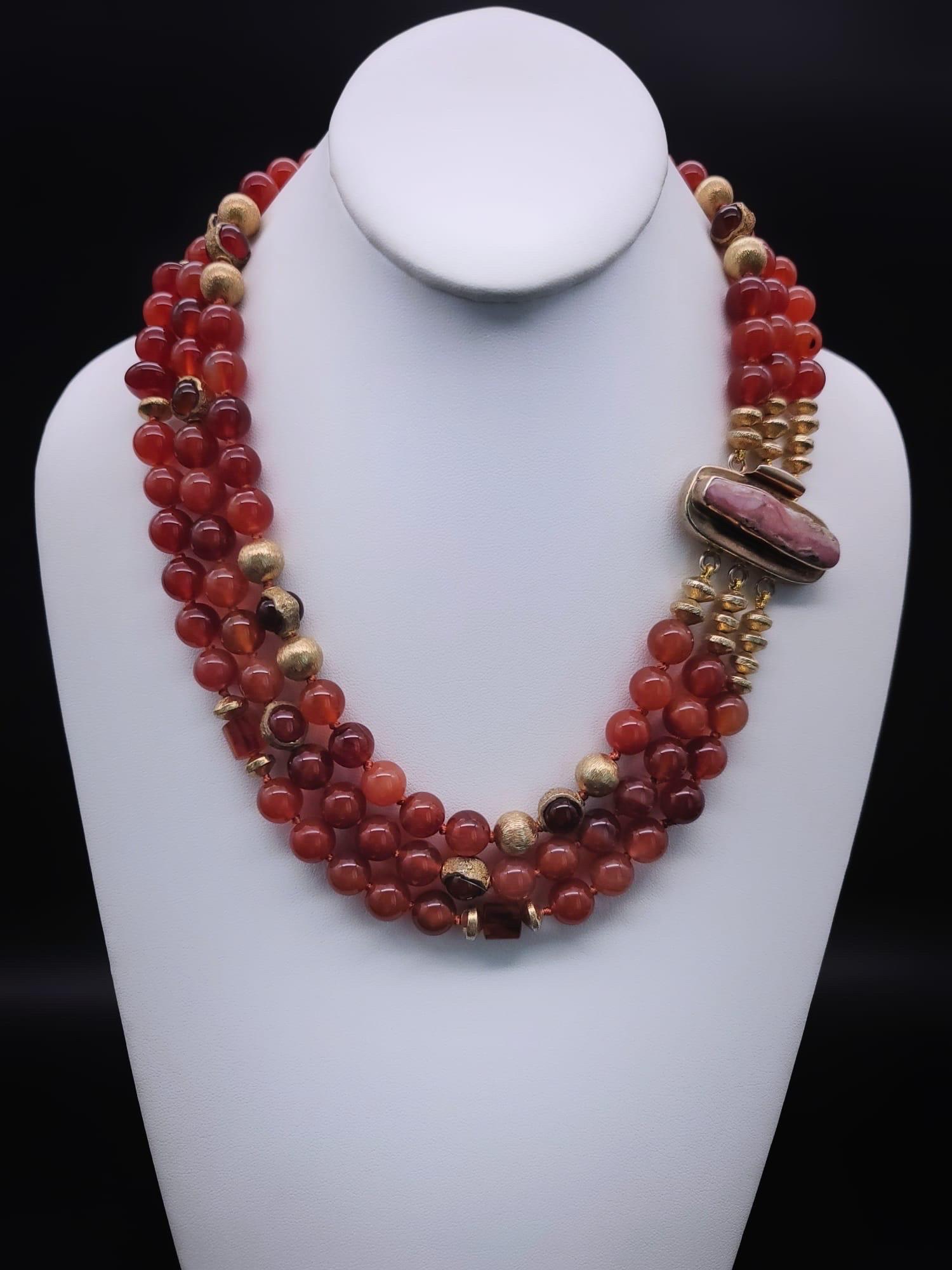 A.Jeschel Stunning Carnelian necklace with a signature clasp. For Sale 3