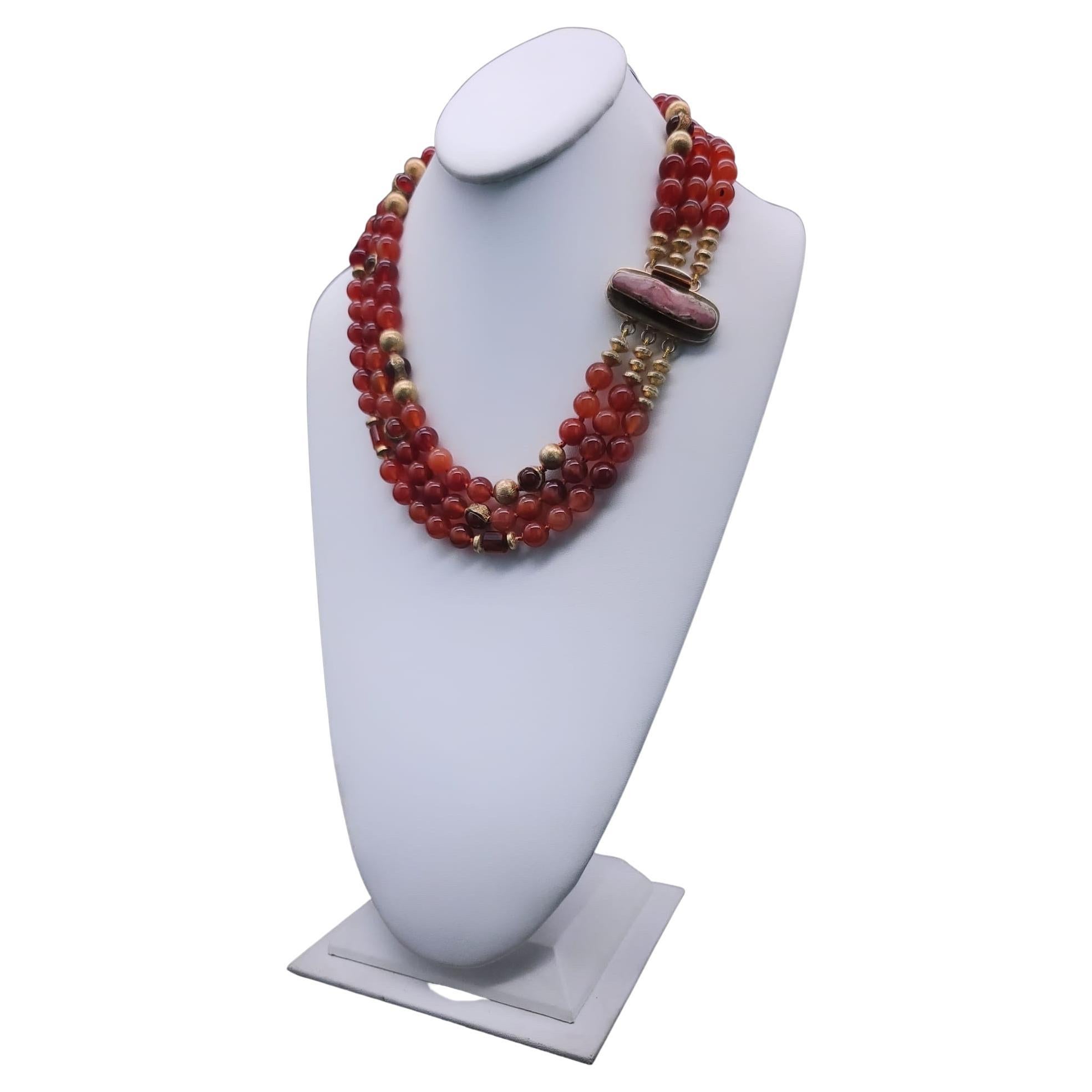 A.Jeschel Stunning Carnelian necklace with a signature clasp. For Sale