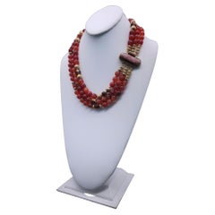 Vintage A.Jeschel Stunning Carnelian necklace with a signature clasp.
