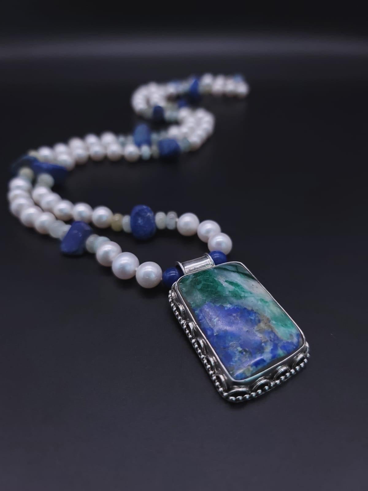 A.Jeschel Stunning Chrysocolla pendant necklace For Sale 10