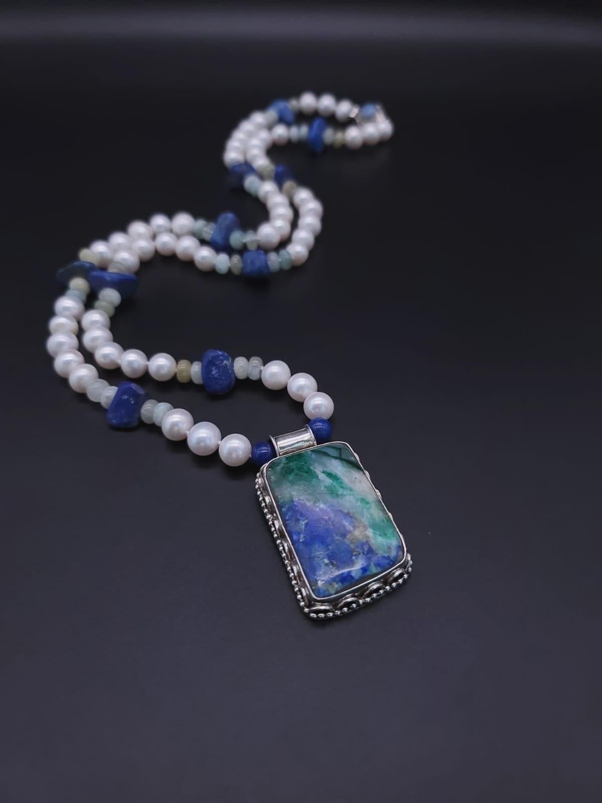 A.Jeschel Stunning Chrysocolla pendant necklace For Sale 13