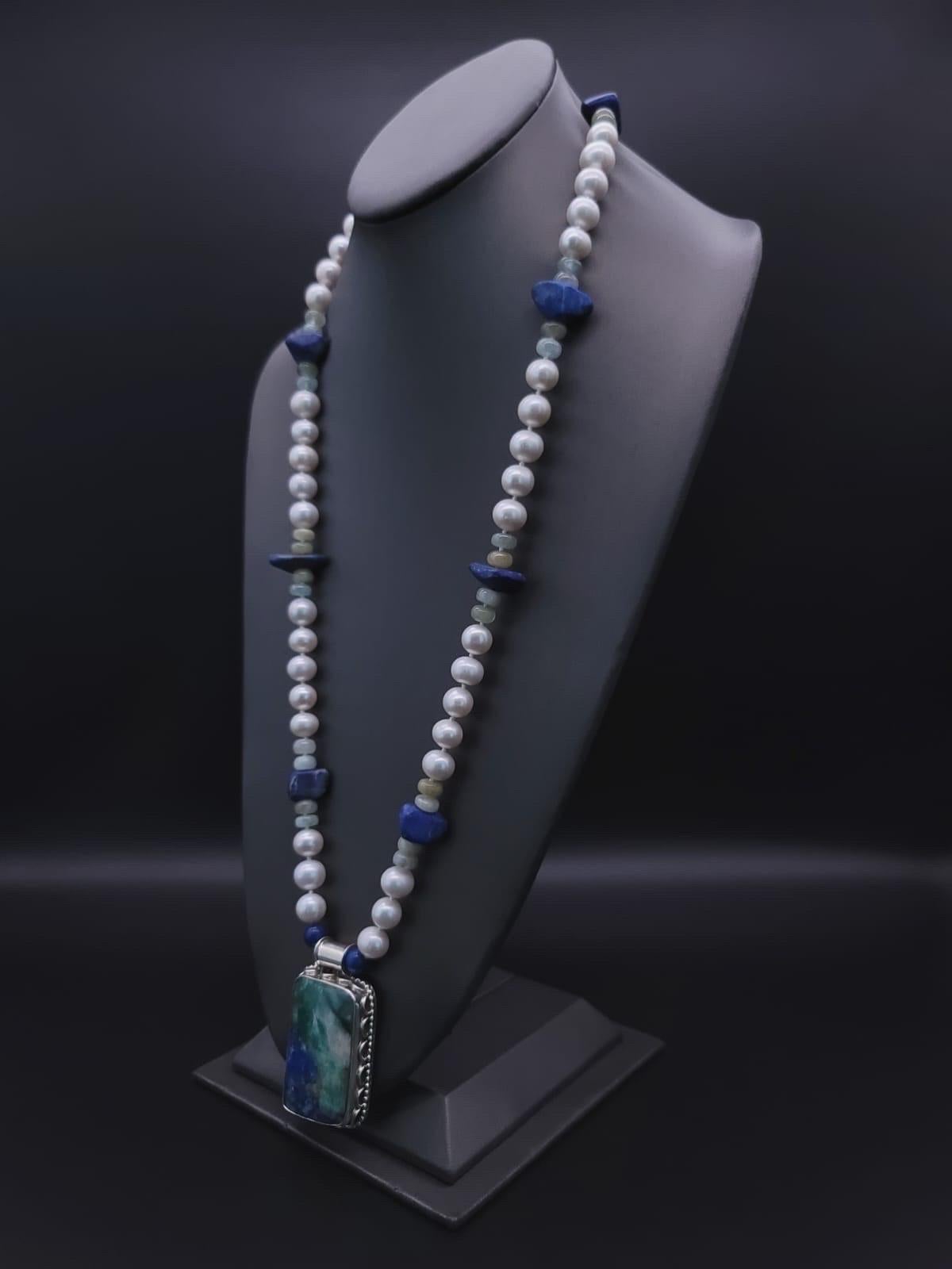 Atemberaubende Chrysocolla-Halskette mit Anhänger von A.Jeschel (Zeitgenössisch) im Angebot