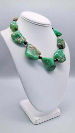 A.jeschel Remarkable Polished Chrysophase and Tiger Eye Necklace.