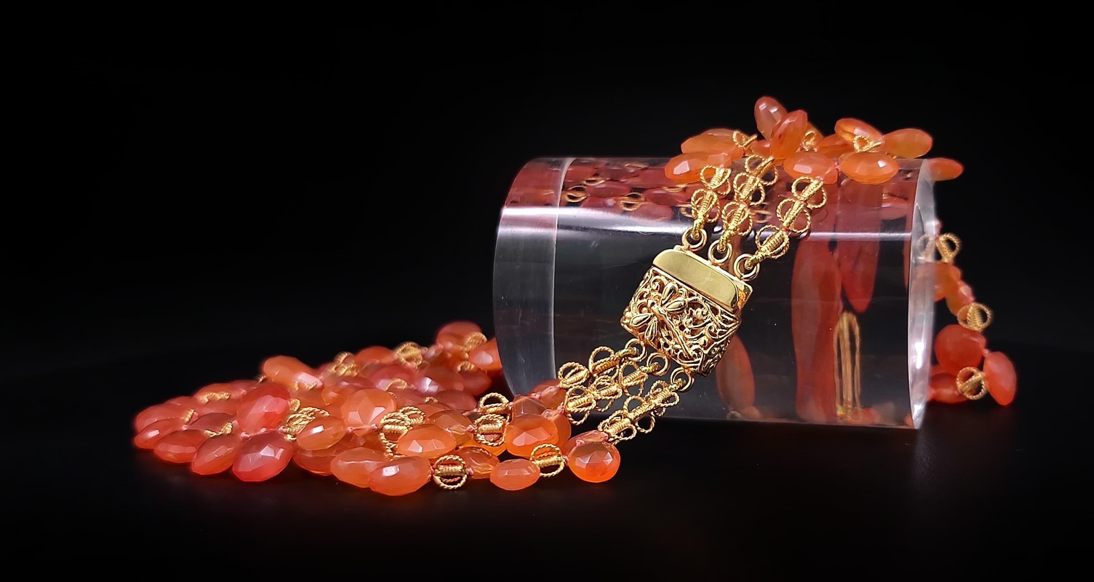 A.Jeschel Stunning Faceted Carnelian gemstone necklace In New Condition In Miami, FL