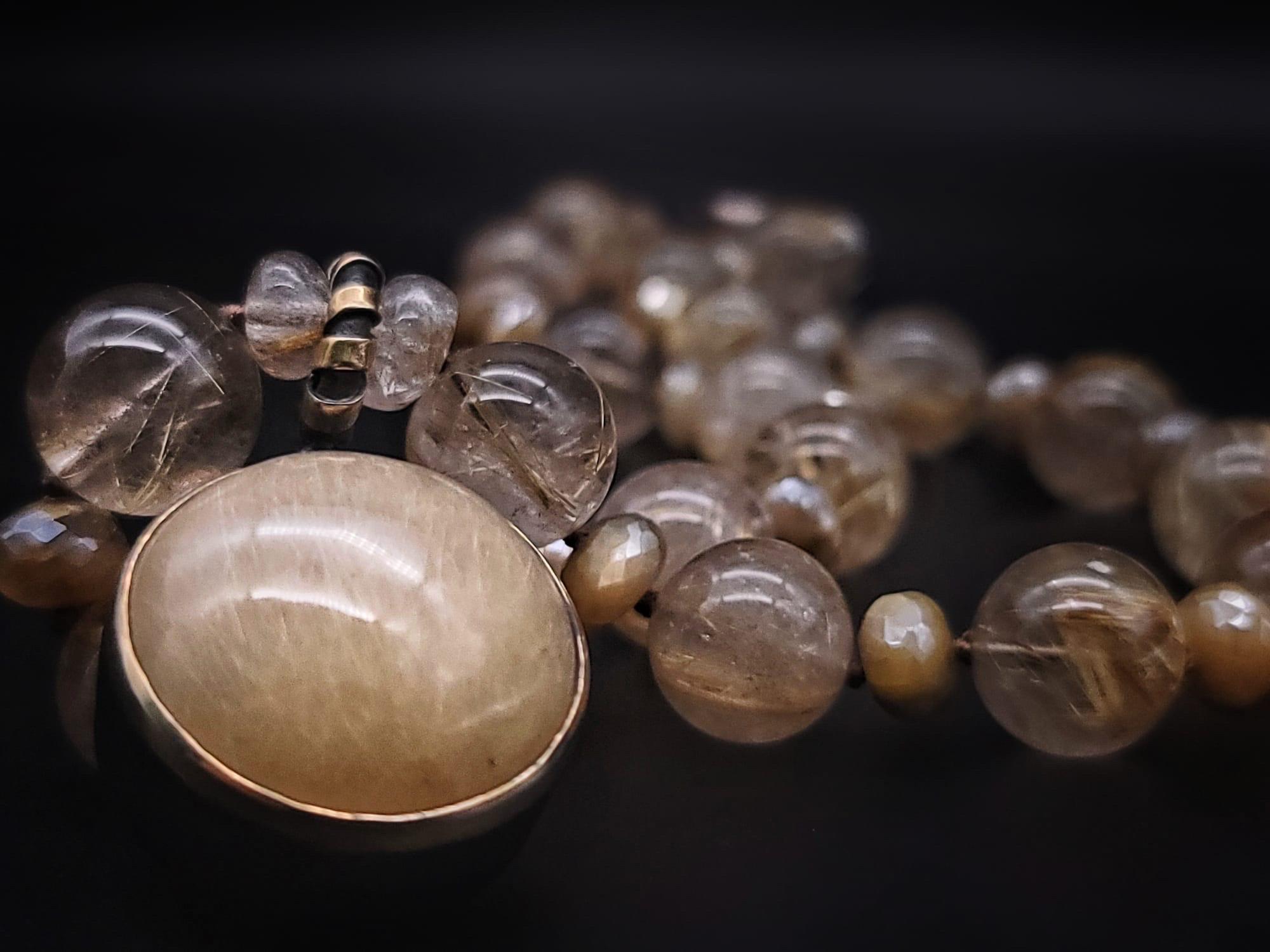 Perle Superbe collier en quartz rutile doré A.Jeschel. en vente