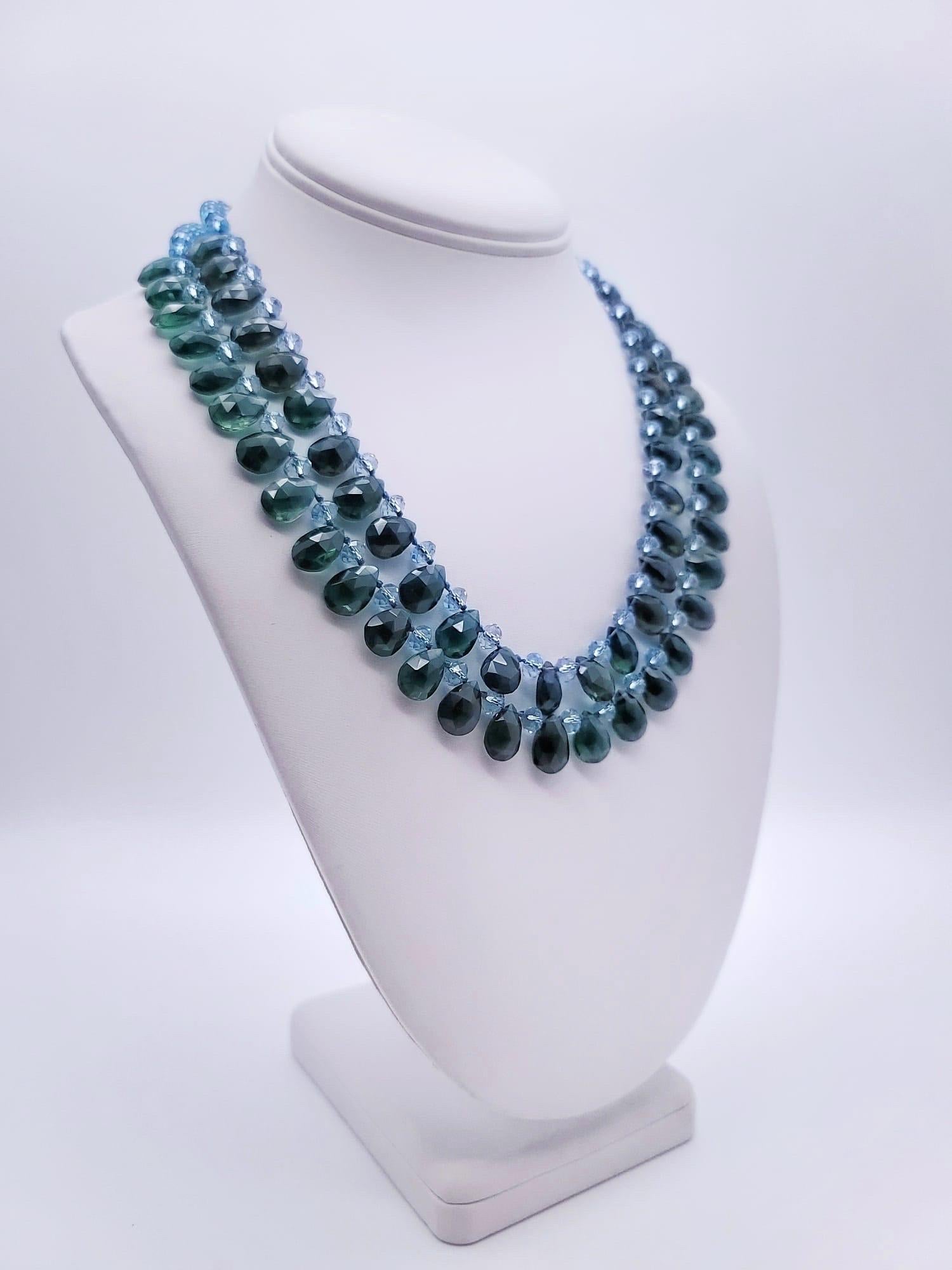 A.Jeschel Stunning Green Quartz and Topaz  necklace. In New Condition For Sale In Miami, FL