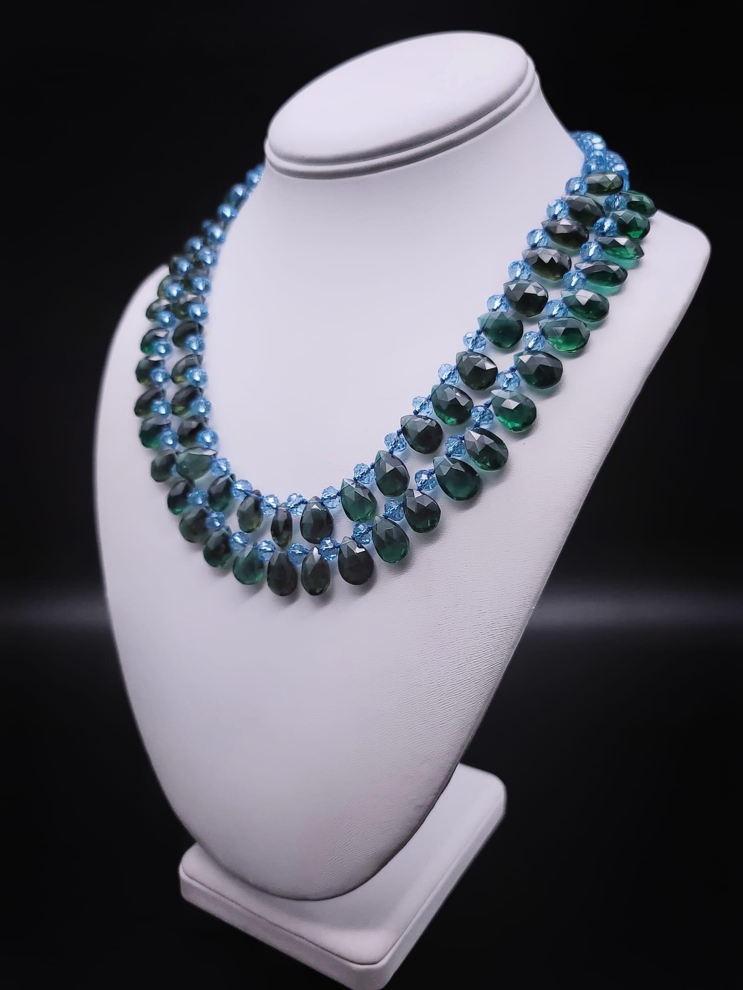 A.Jeschel Impresionante cuarzo verde y topacio  collar. en venta 3