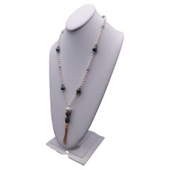 A.Jeschel Stunning Long Pearls and Amazonite necklace
