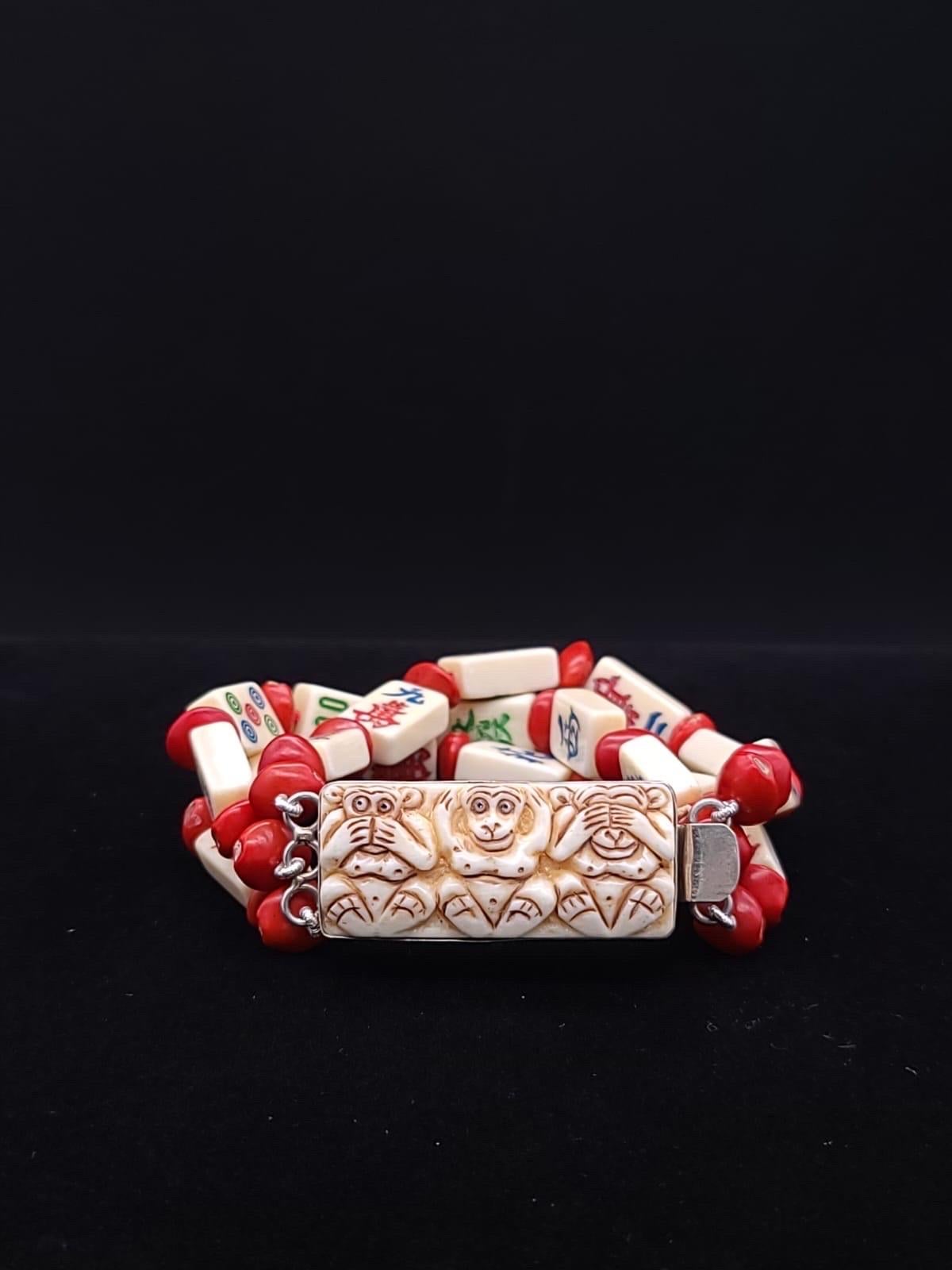 A.Jeschel Stunning mahjong tiles bracelet. In New Condition In Miami, FL