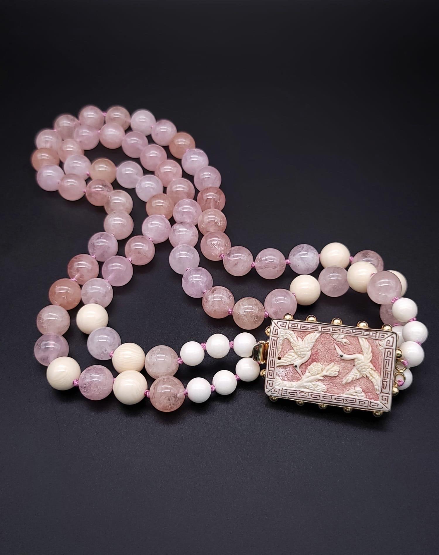 A.Jeschel Stunning Morganite necklace with a signature clasp. For Sale 4