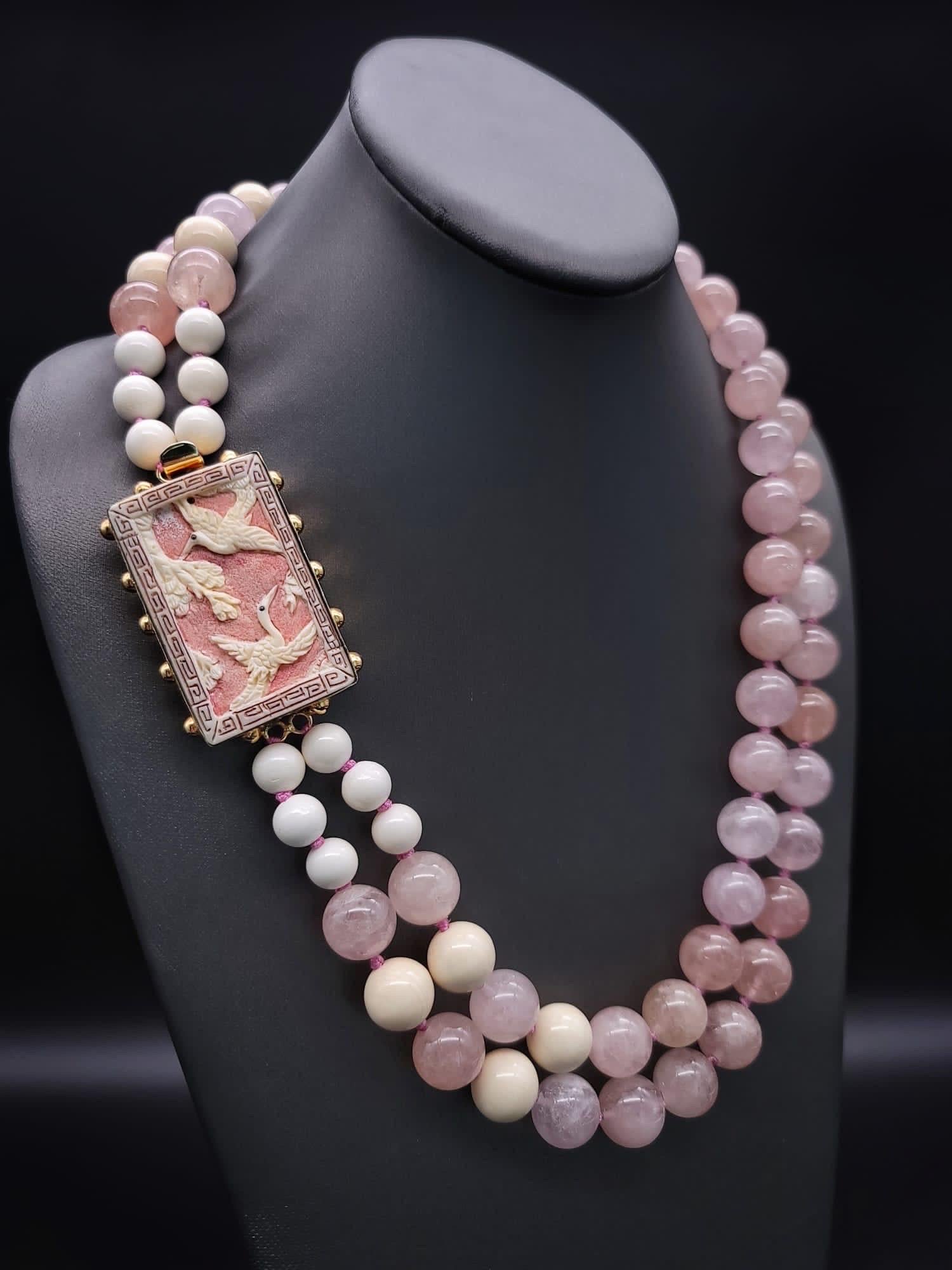 Bead A.Jeschel Stunning Morganite necklace with a signature clasp. For Sale