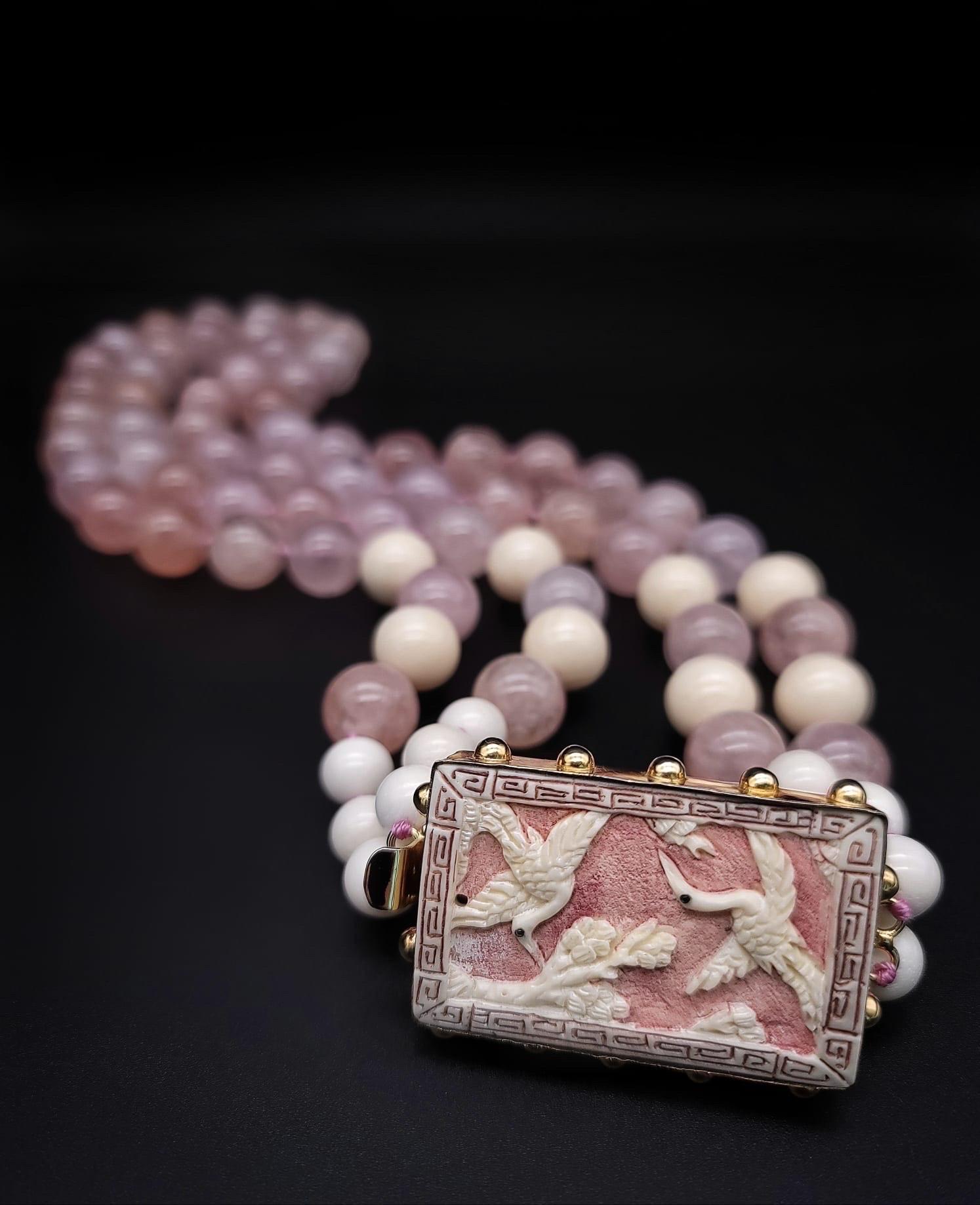 A.Jeschel Stunning Morganite necklace with a signature clasp. In New Condition For Sale In Miami, FL