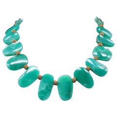 A.Jeschel Stunning Polished Chrysoprase Petal necklace.