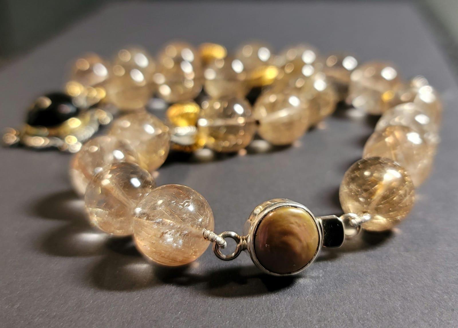 A.Jeschel Stunning Rutilated Quartz necklace In New Condition For Sale In Miami, FL