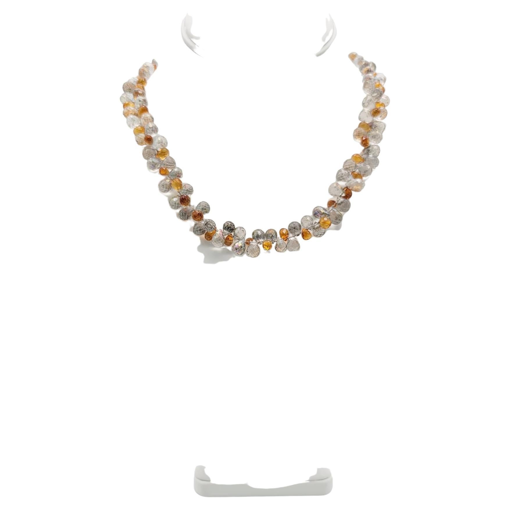 A.Jeschel  Stunning Topaz and Crystal Quartz teardrop necklace For Sale 6