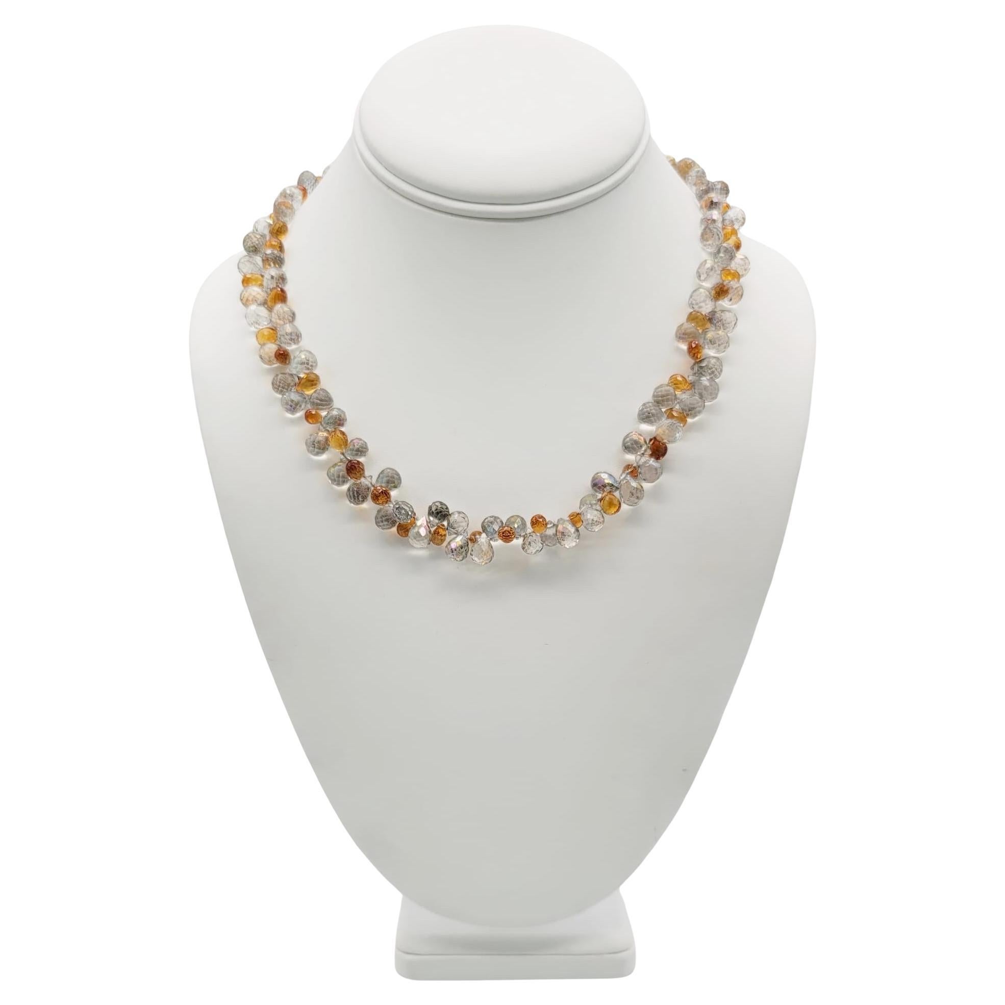 Mixed Cut A.Jeschel  Stunning Topaz and Crystal Quartz teardrop necklace For Sale