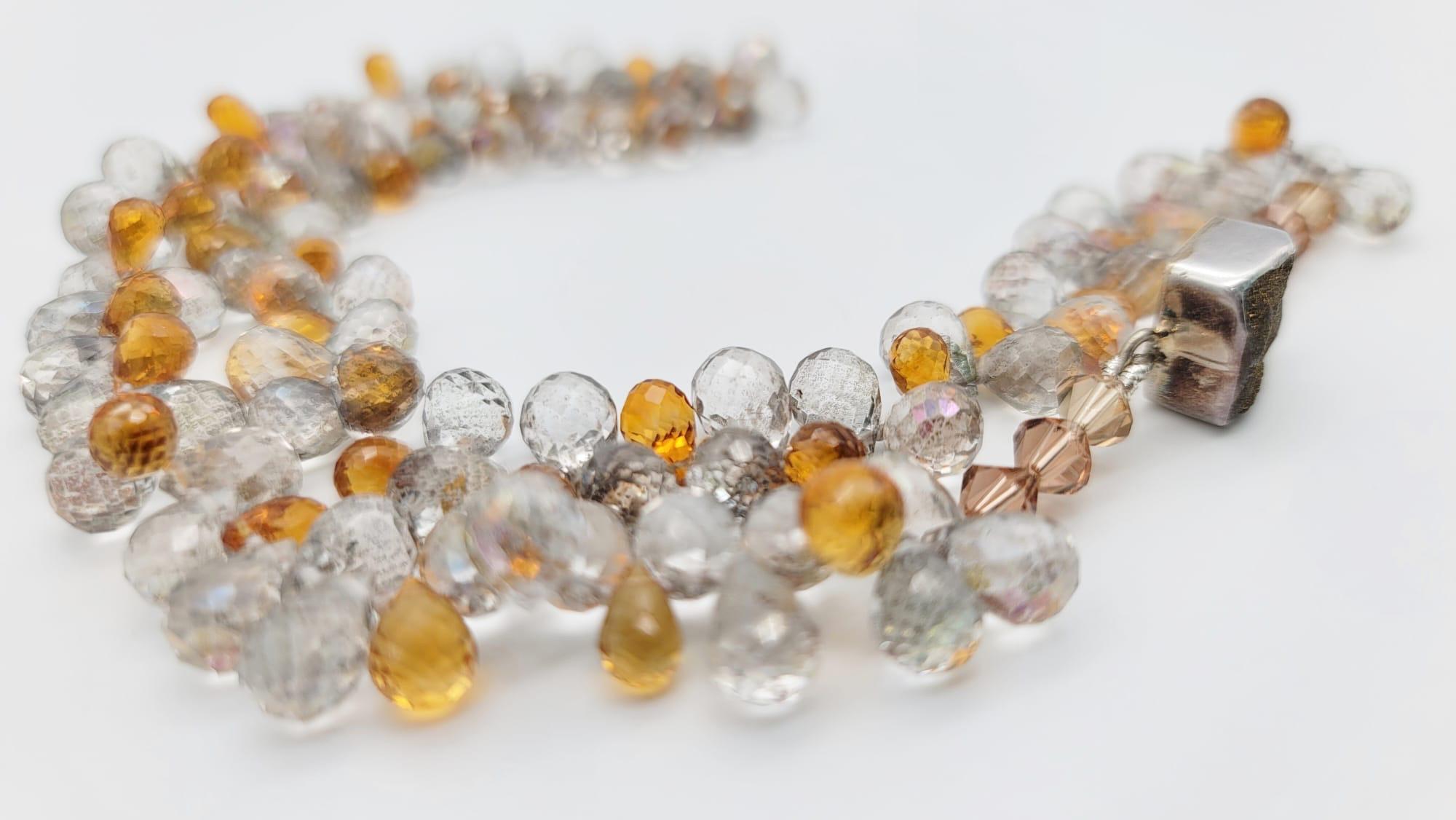 A.Jeschel  Stunning Topaz and Crystal Quartz teardrop necklace For Sale 1