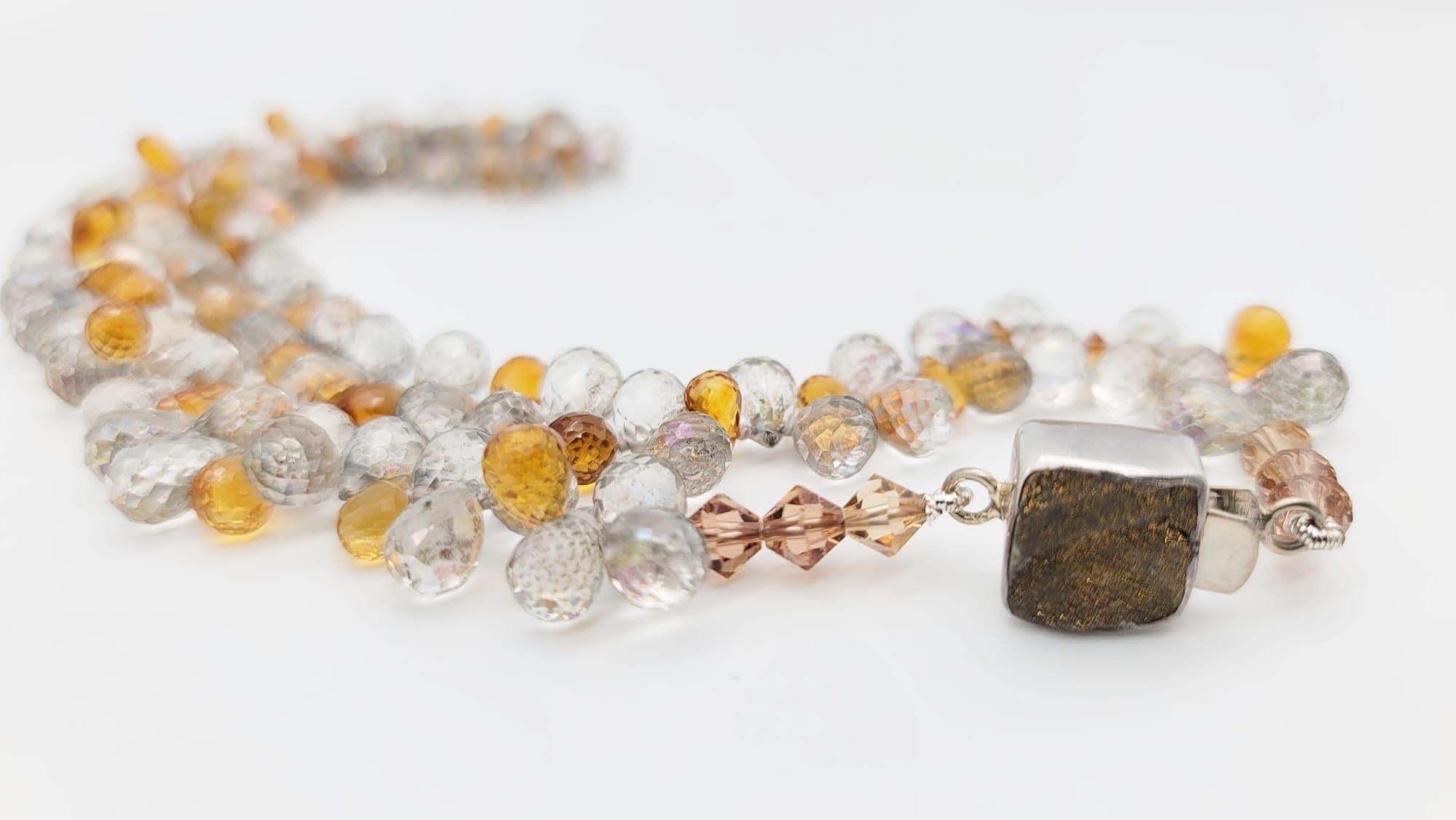 A.Jeschel  Stunning Topaz and Crystal Quartz teardrop necklace For Sale 2
