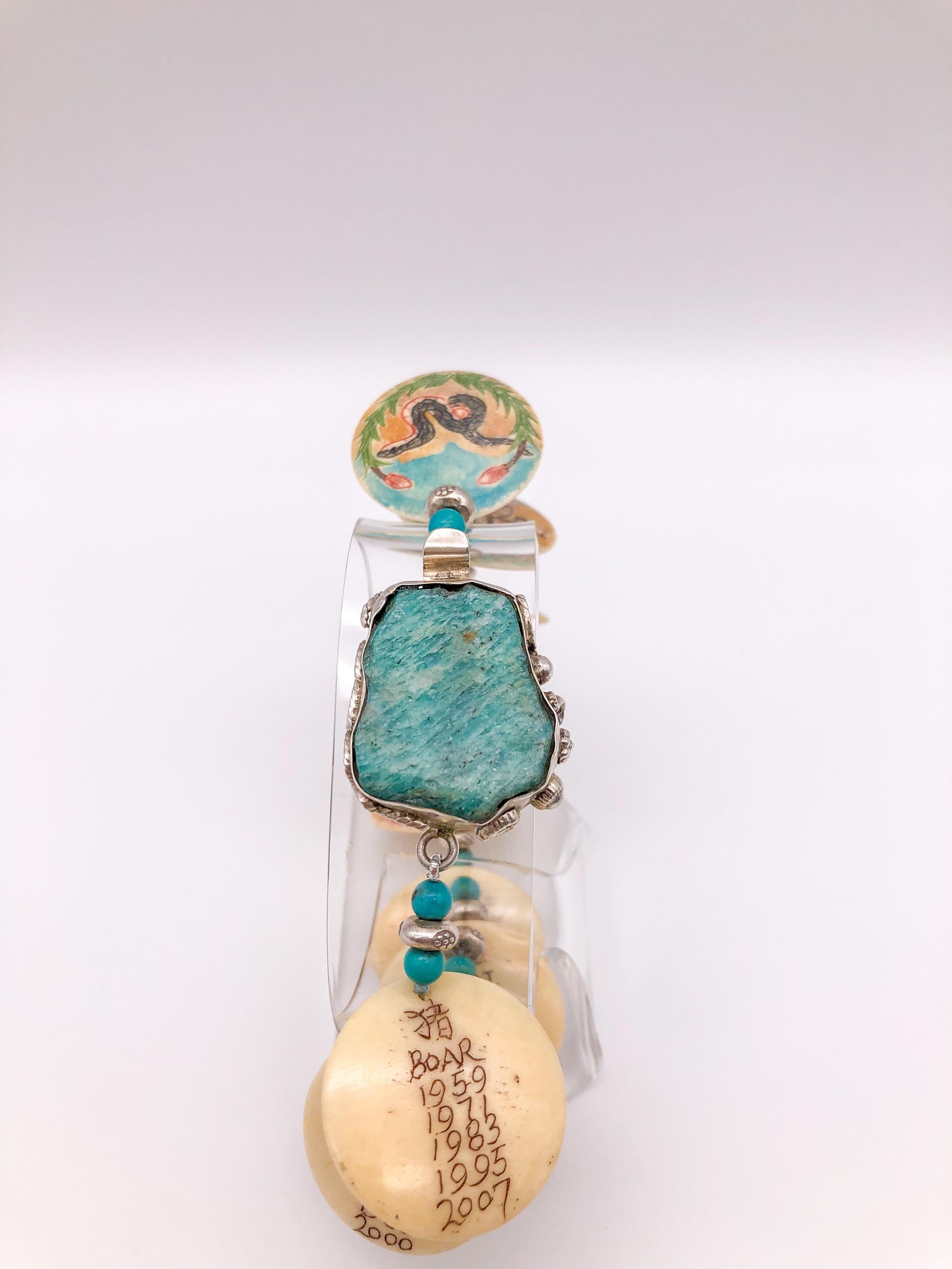 Taille mixte A.Jeschel Styling - Bracelet en turquoise du Zodiac chinois en vente
