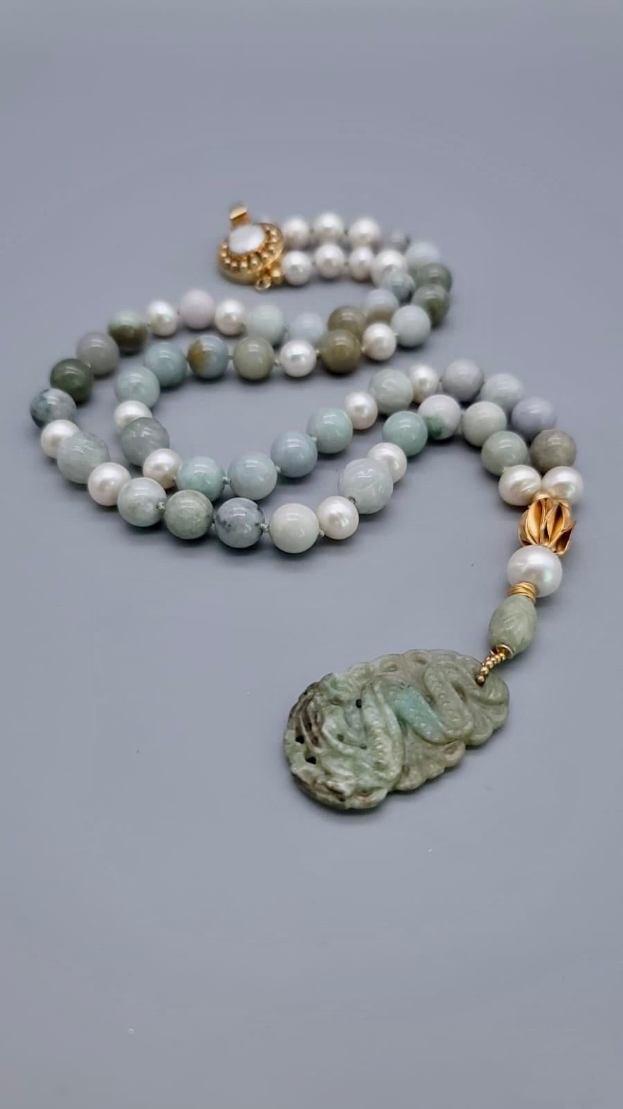 A.Jeschel Stylish Burmese Jade long necklace 3