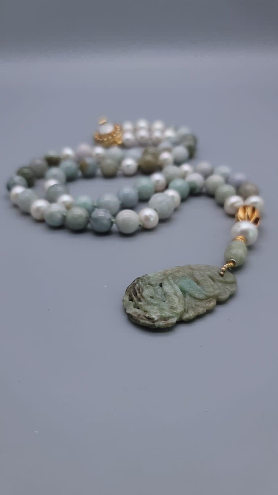 A.Jeschel Stylish Burmese Jade long necklace 6