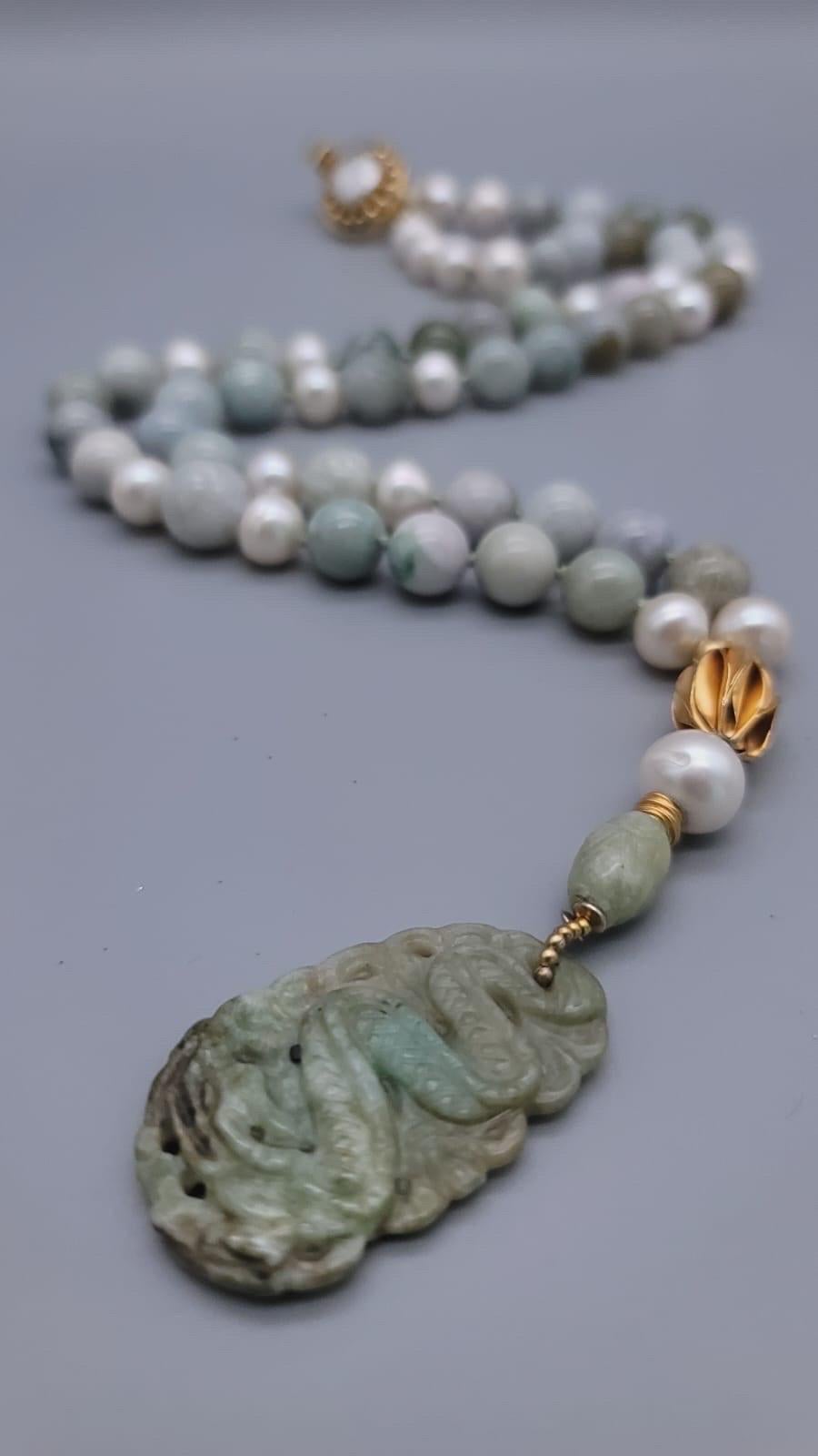 A.Jeschel Stylish Burmese Jade long necklace 7