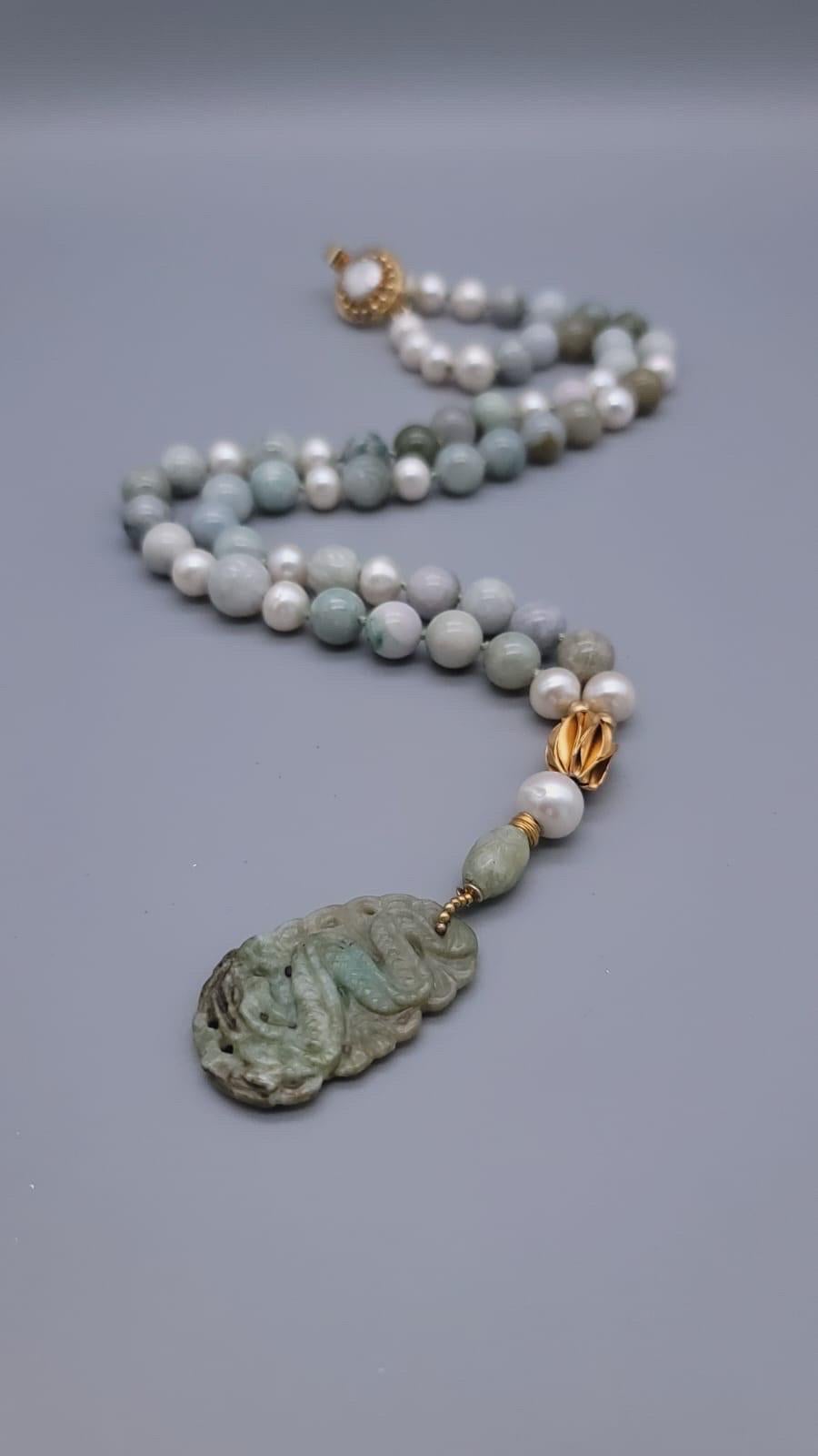 Women's A.Jeschel Stylish Burmese Jade long necklace