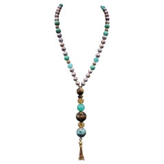 A.Jeschel Stylish long Pearls and Chrysoprase necklace.