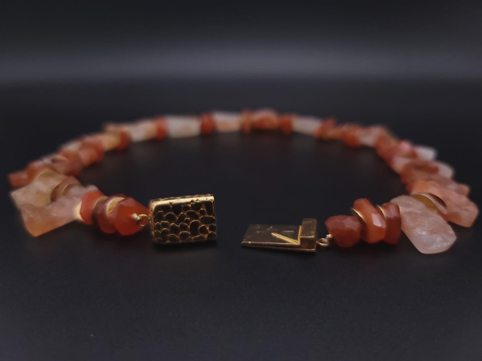 A.Jeschel Sunstone Crystal and Carnelian single strand necklace. For Sale 11