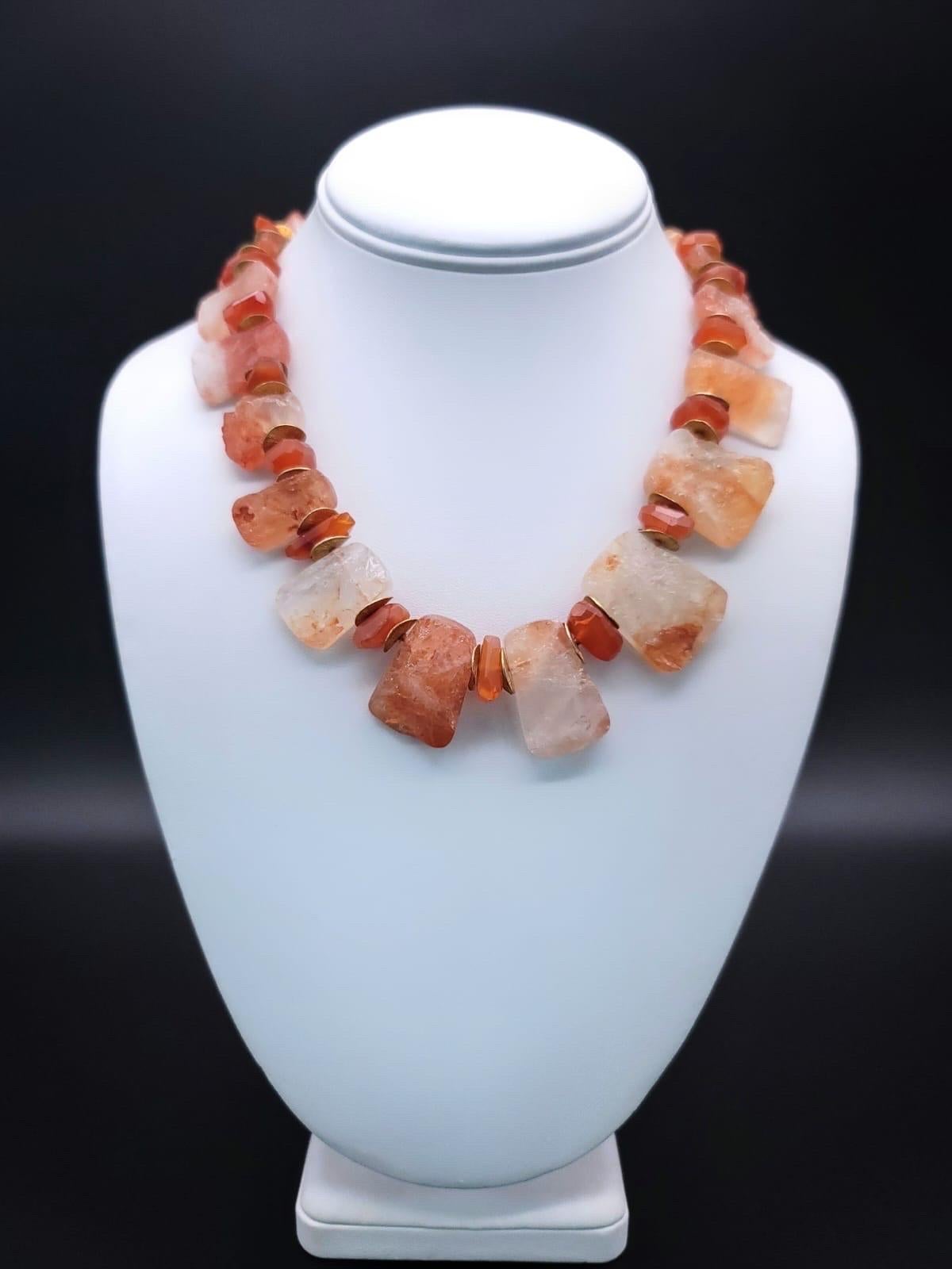 A.Jeschel Sunstone Crystal and Carnelian single strand necklace. For Sale 12