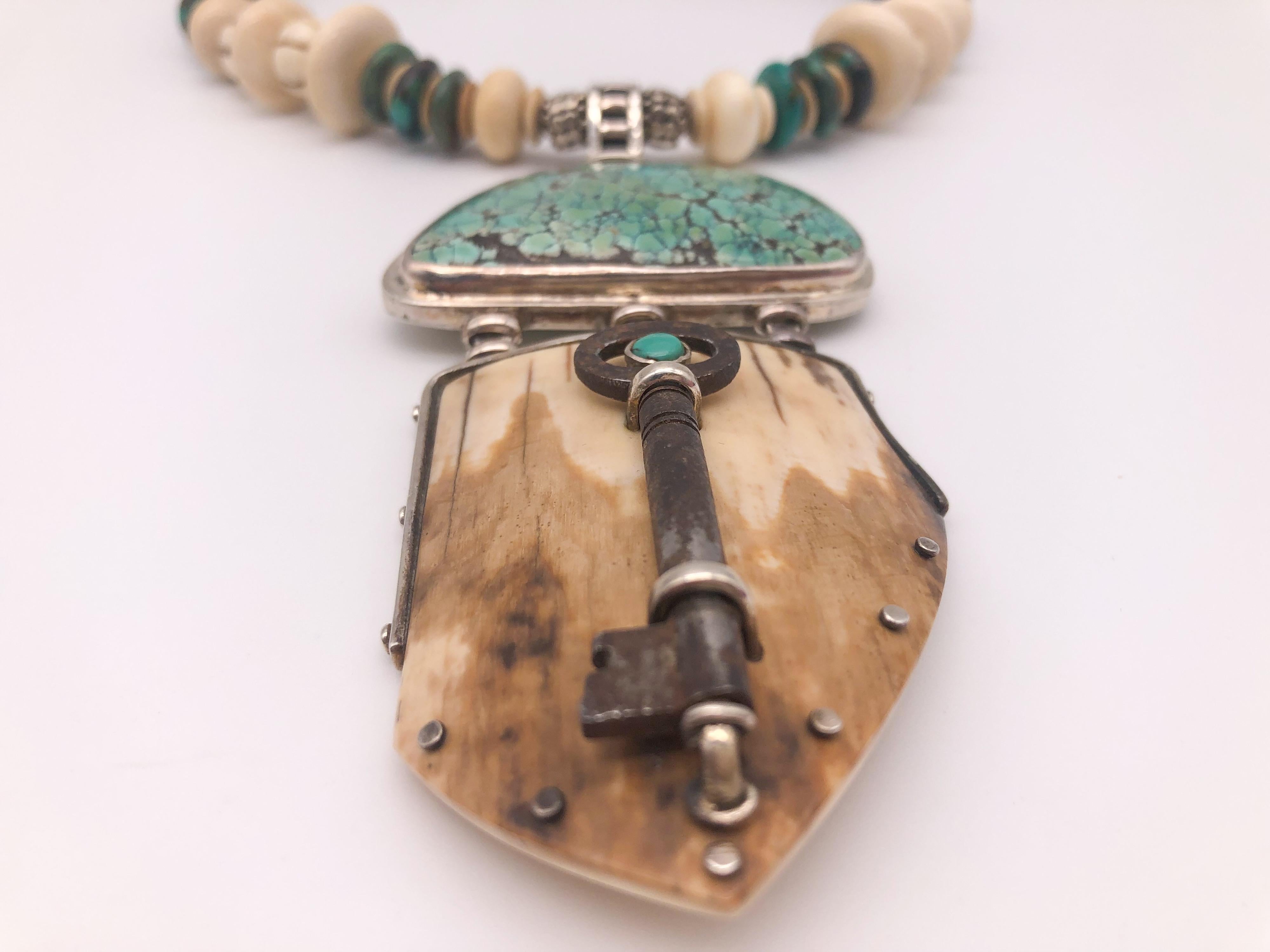 A.Jeschel Superb Walrus and Turquoise pendant necklace. For Sale 1