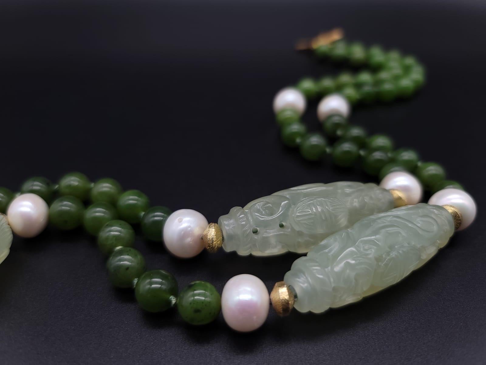 A.Jeschel The Luxe Long Jade and Pearls necklace. 3