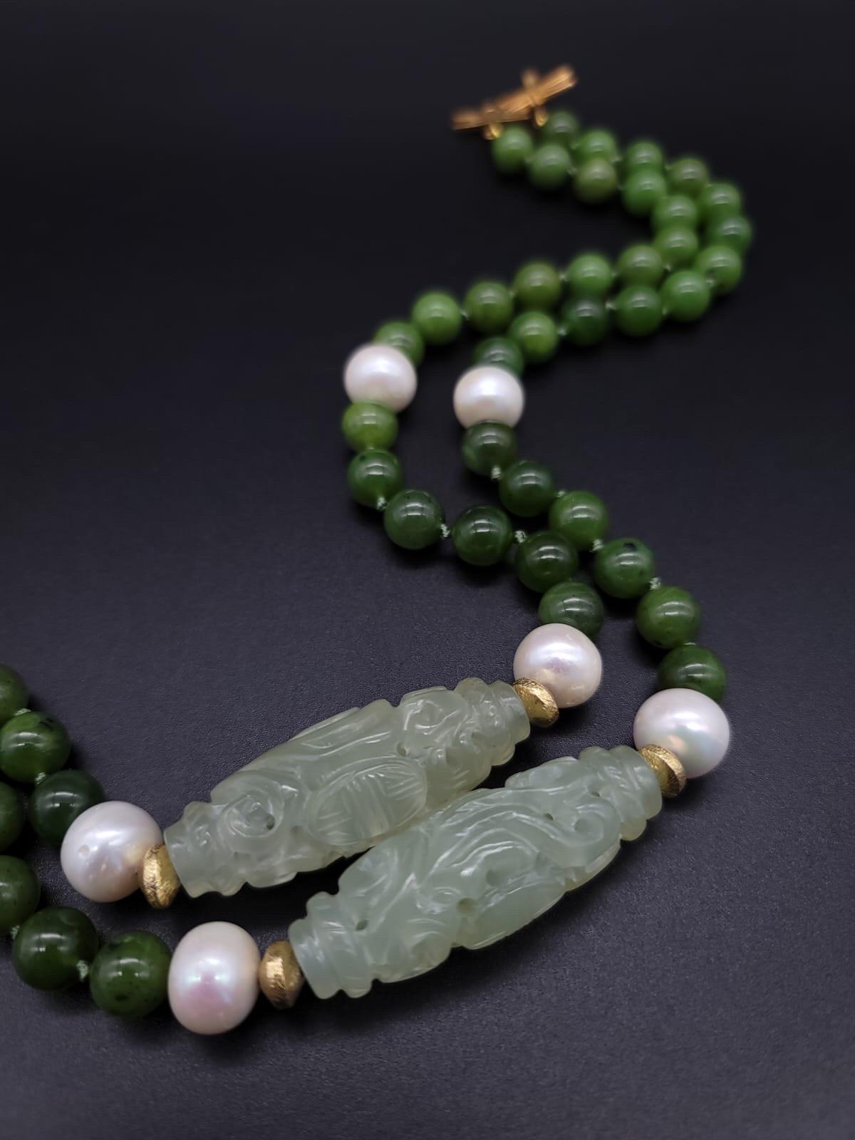 A.Jeschel The Luxe Long Jade and Pearls necklace. 5