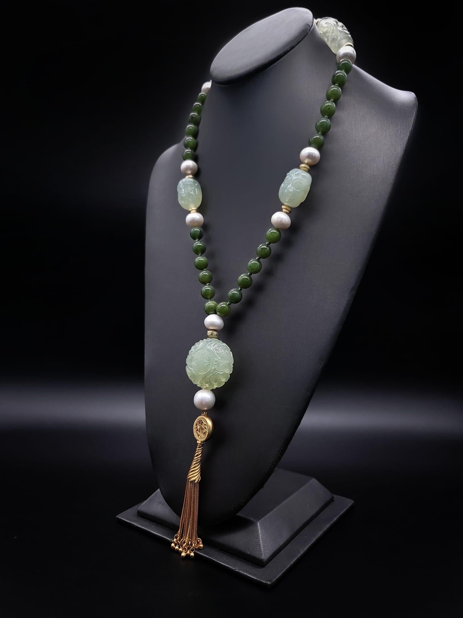 A.Jeschel The Luxe Long Jade and Pearls necklace. 6