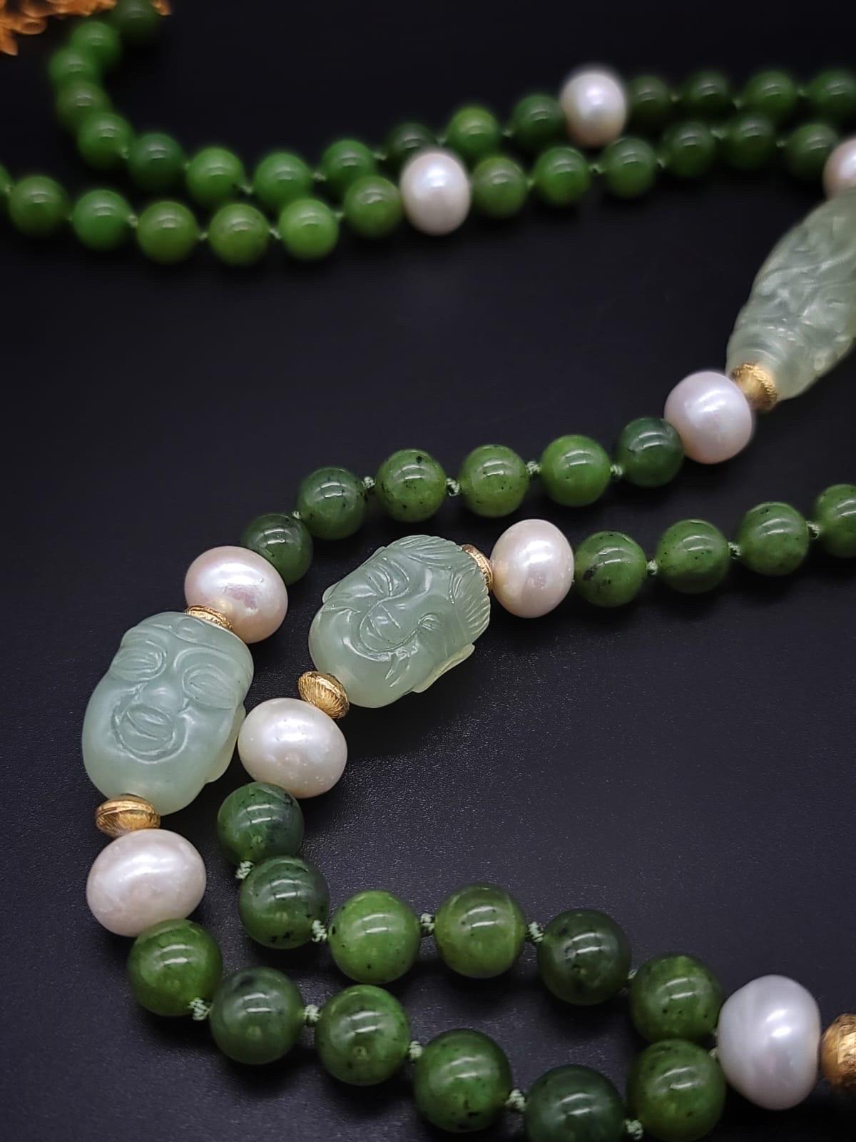 A.Jeschel The Luxe Long Jade and Pearls necklace. 7