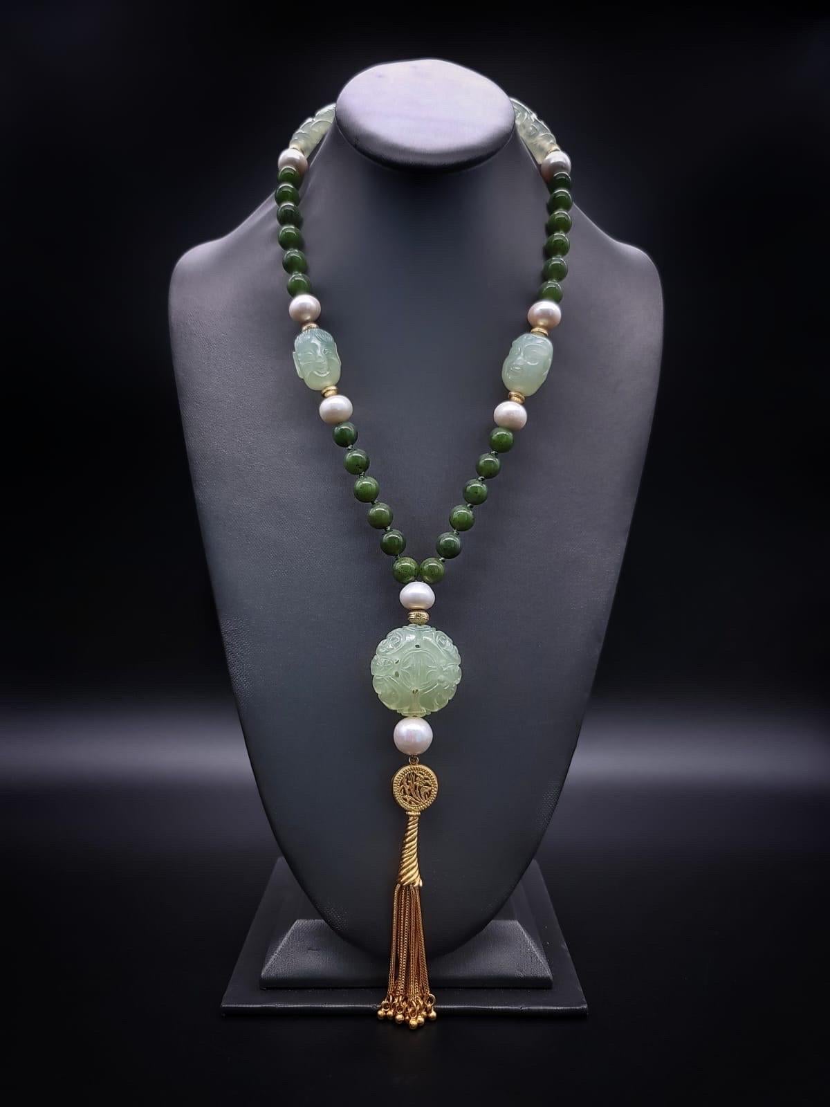 A.Jeschel The Luxe Long Jade and Pearls necklace. 9