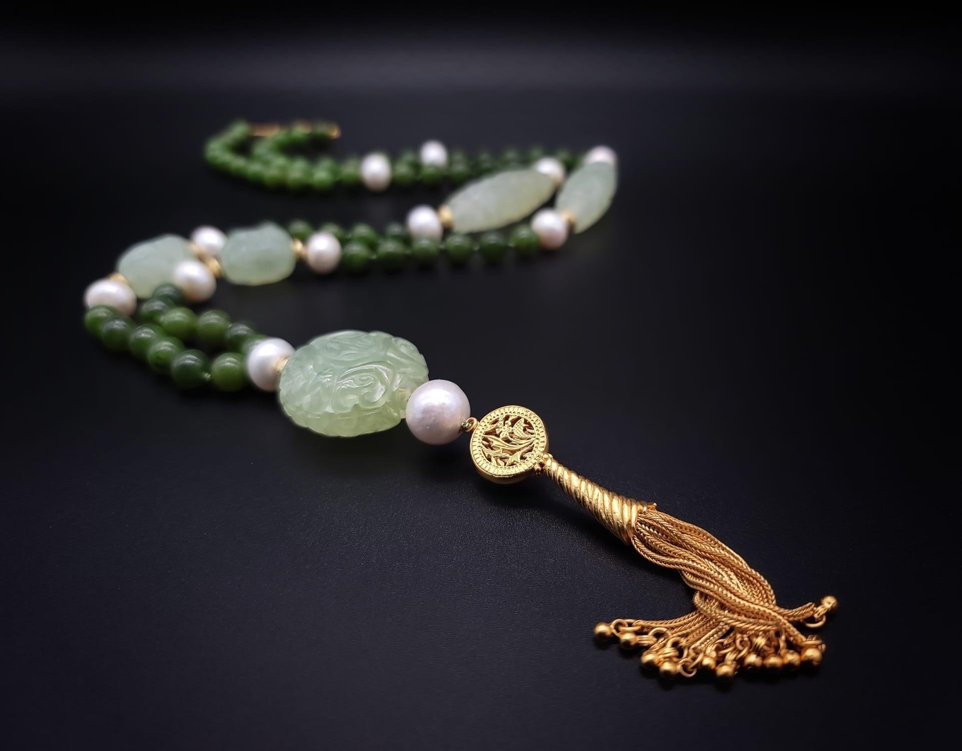 A.Jeschel The Luxe Long Jade and Pearls necklace. 10